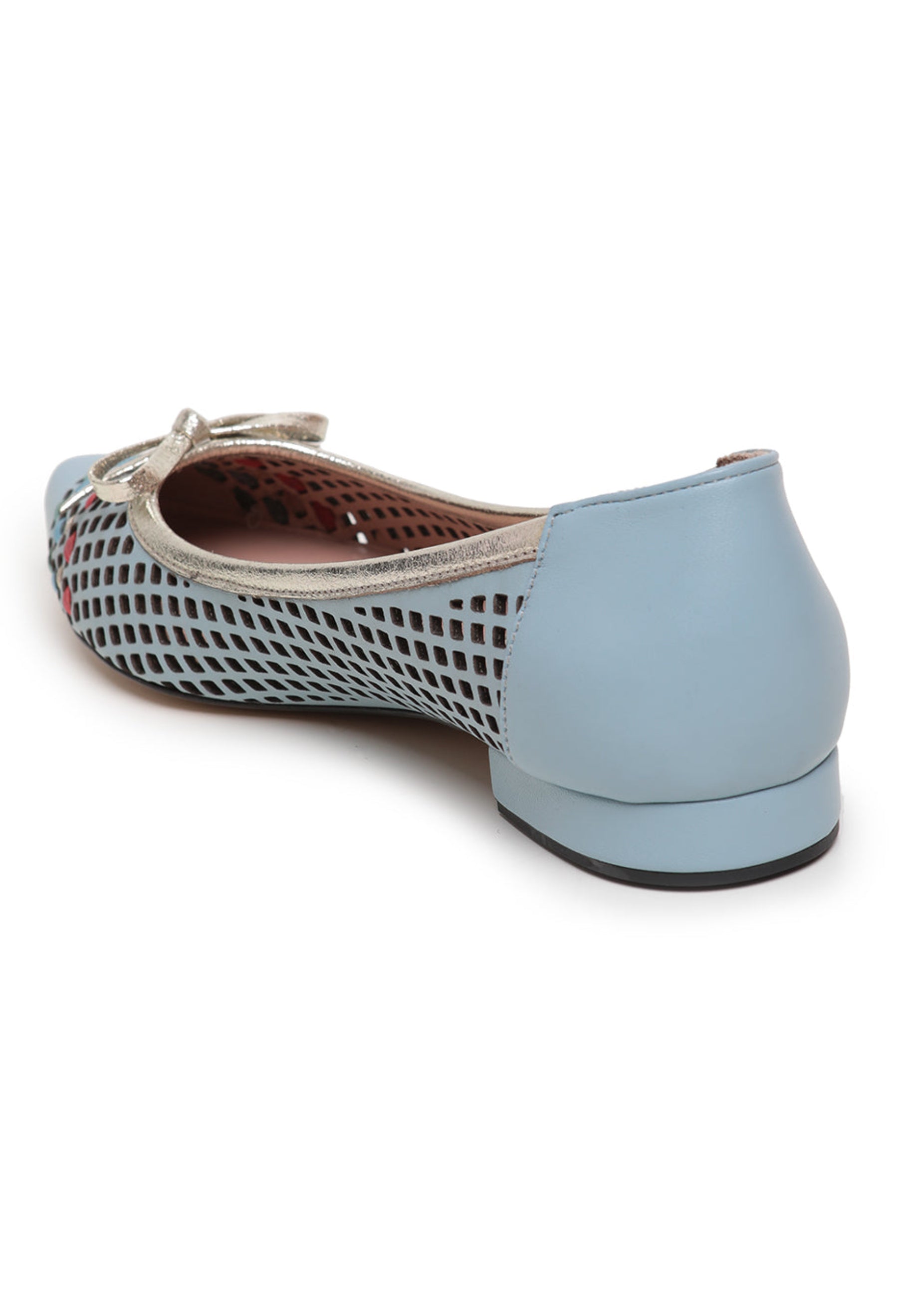 Perforated Bow Ballet Flats - Blue