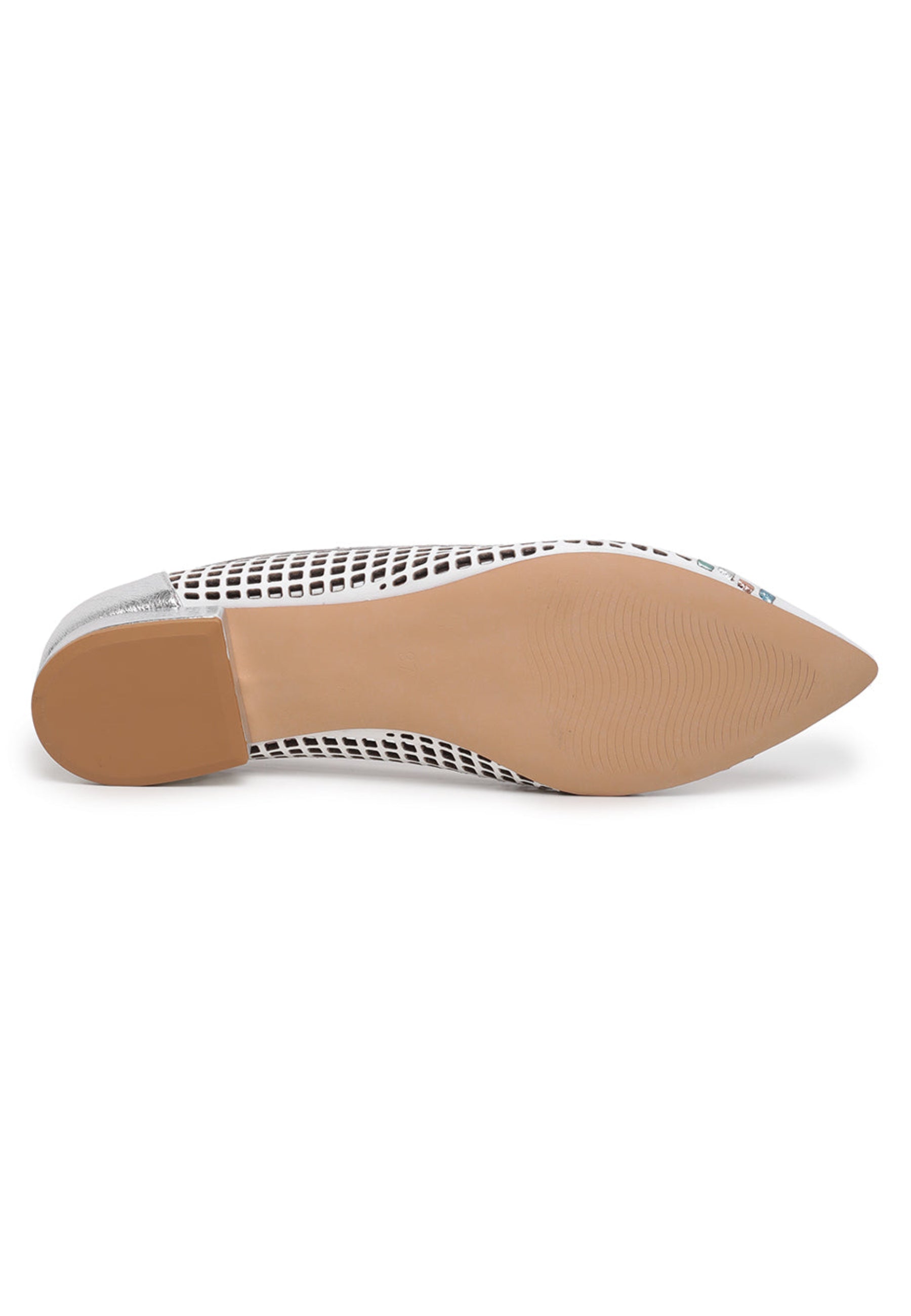 Perforated Bow Ballet Flats - White