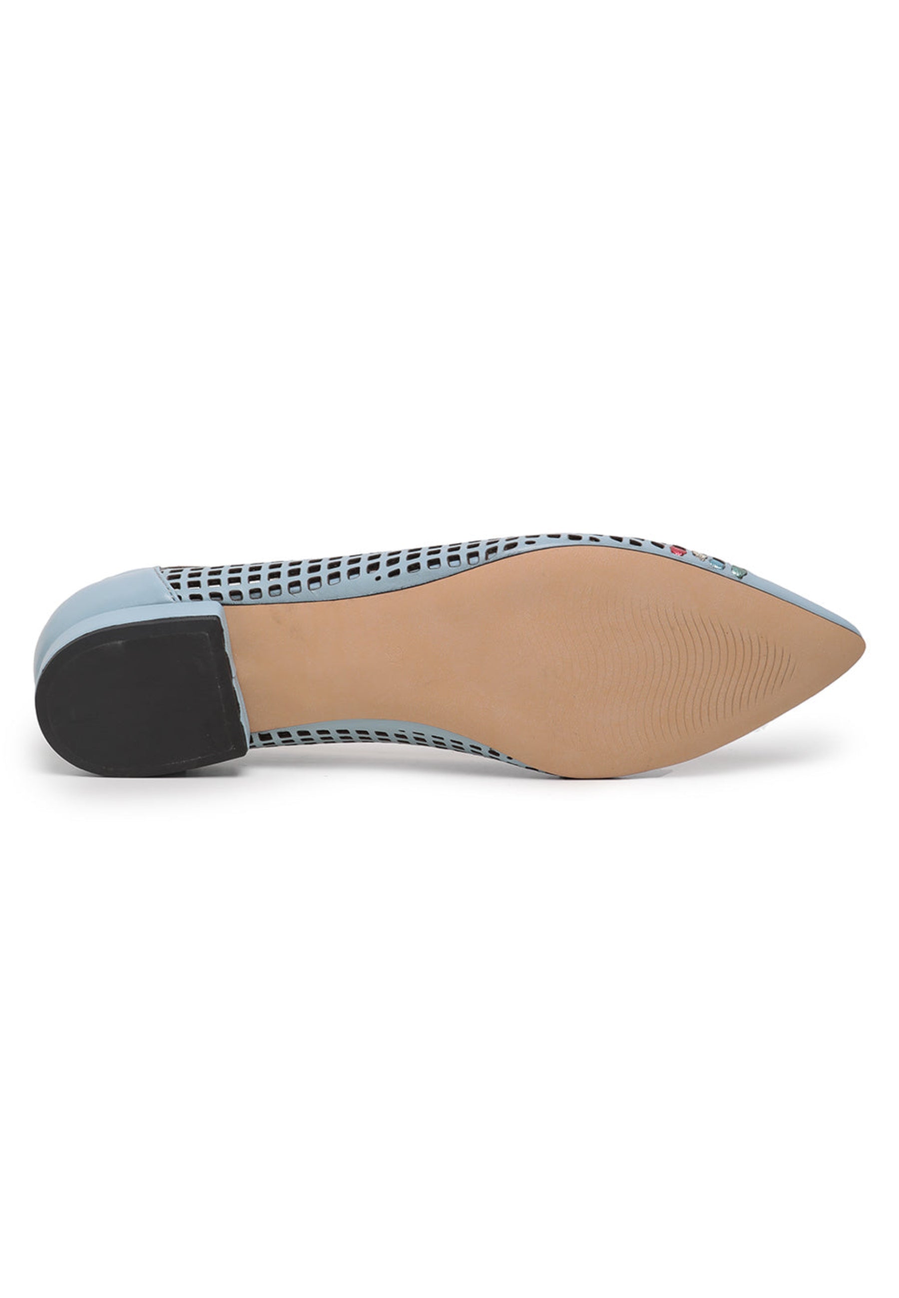 Perforated Bow Ballet Flats - Blue