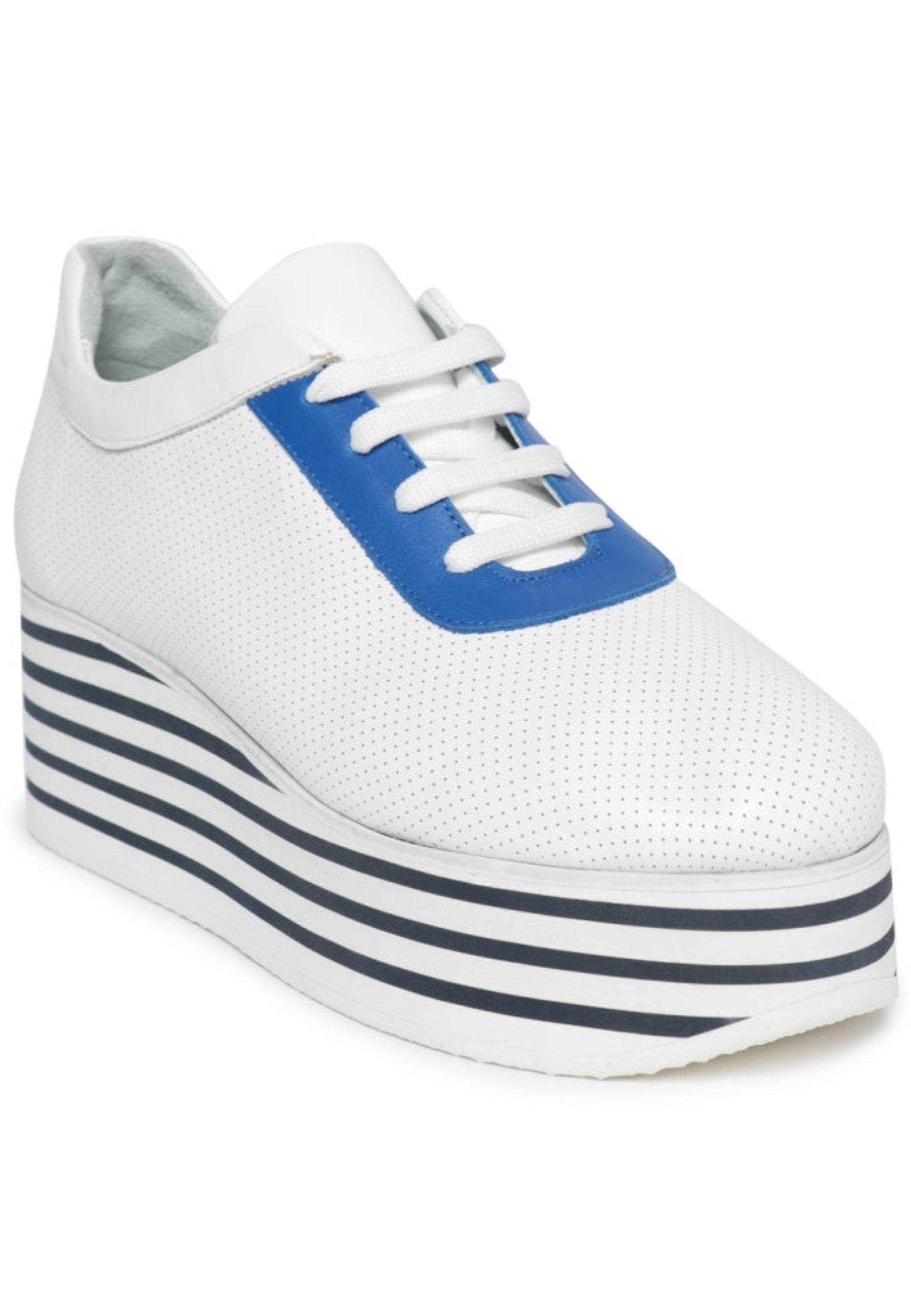 Striped High Platform Sneakers - Blue