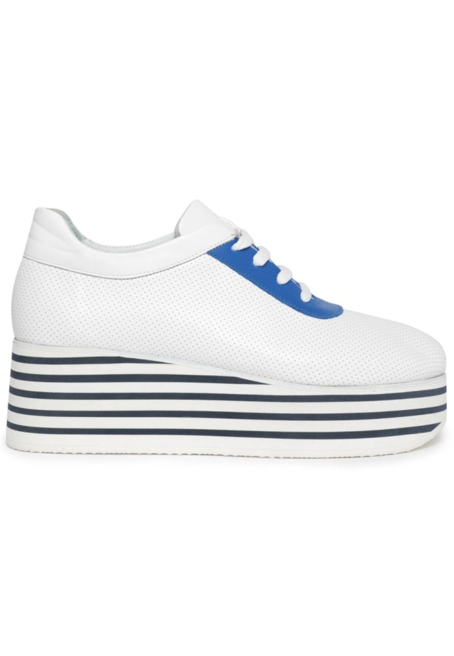 Striped High Platform Sneakers - Blue