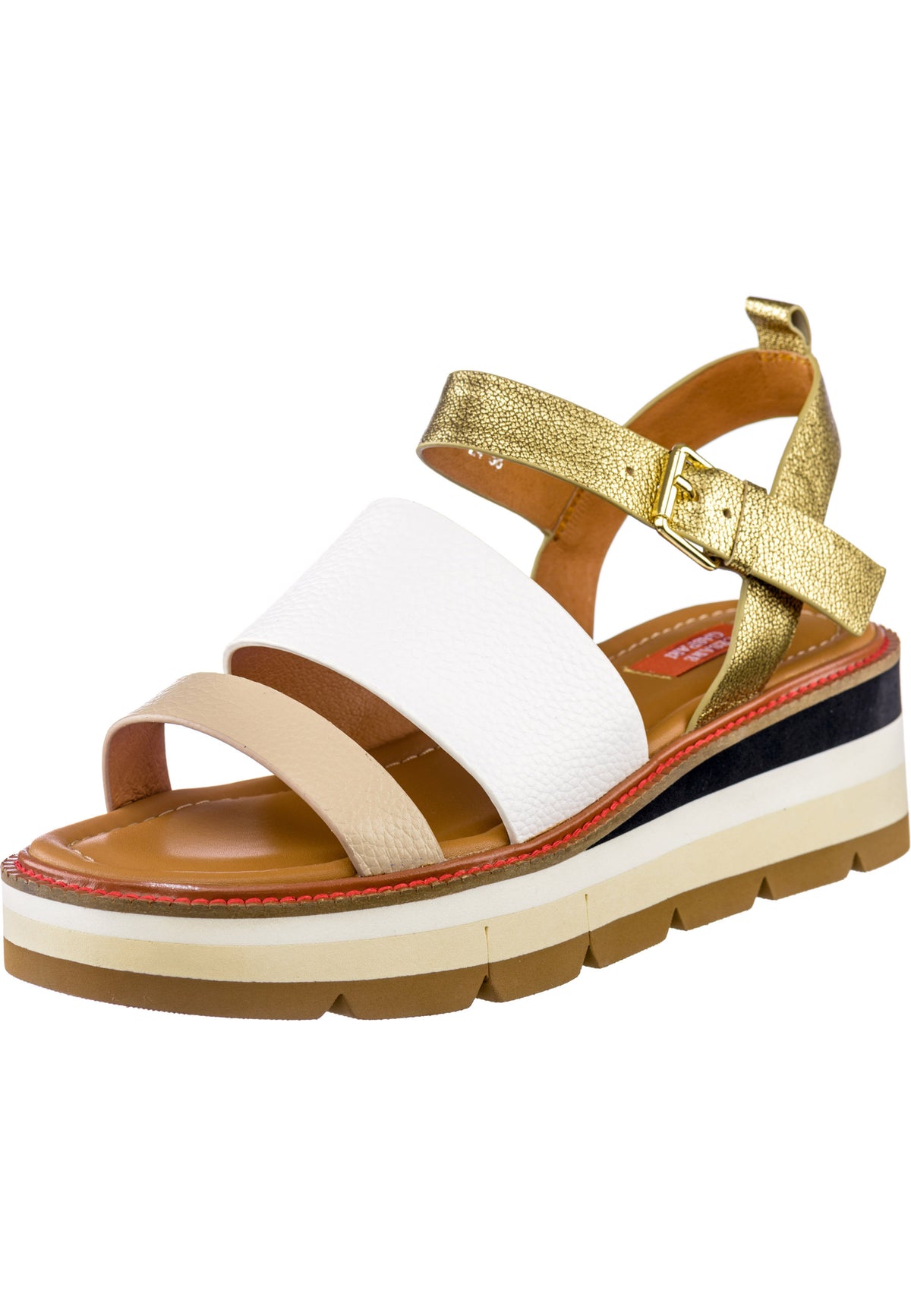 Viva Stripe Platform Sandals – Gold