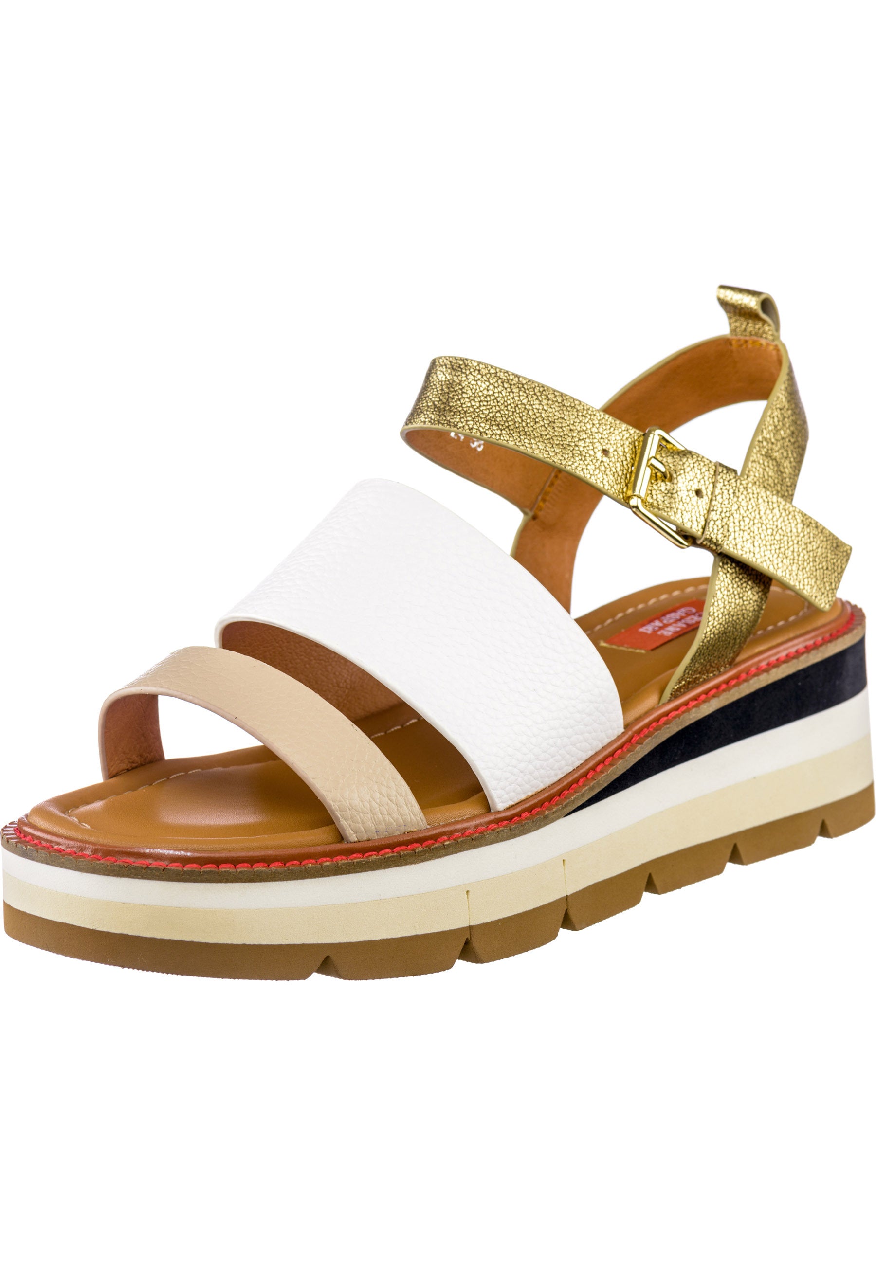Viva Stripe Platform Sandals – Gold
