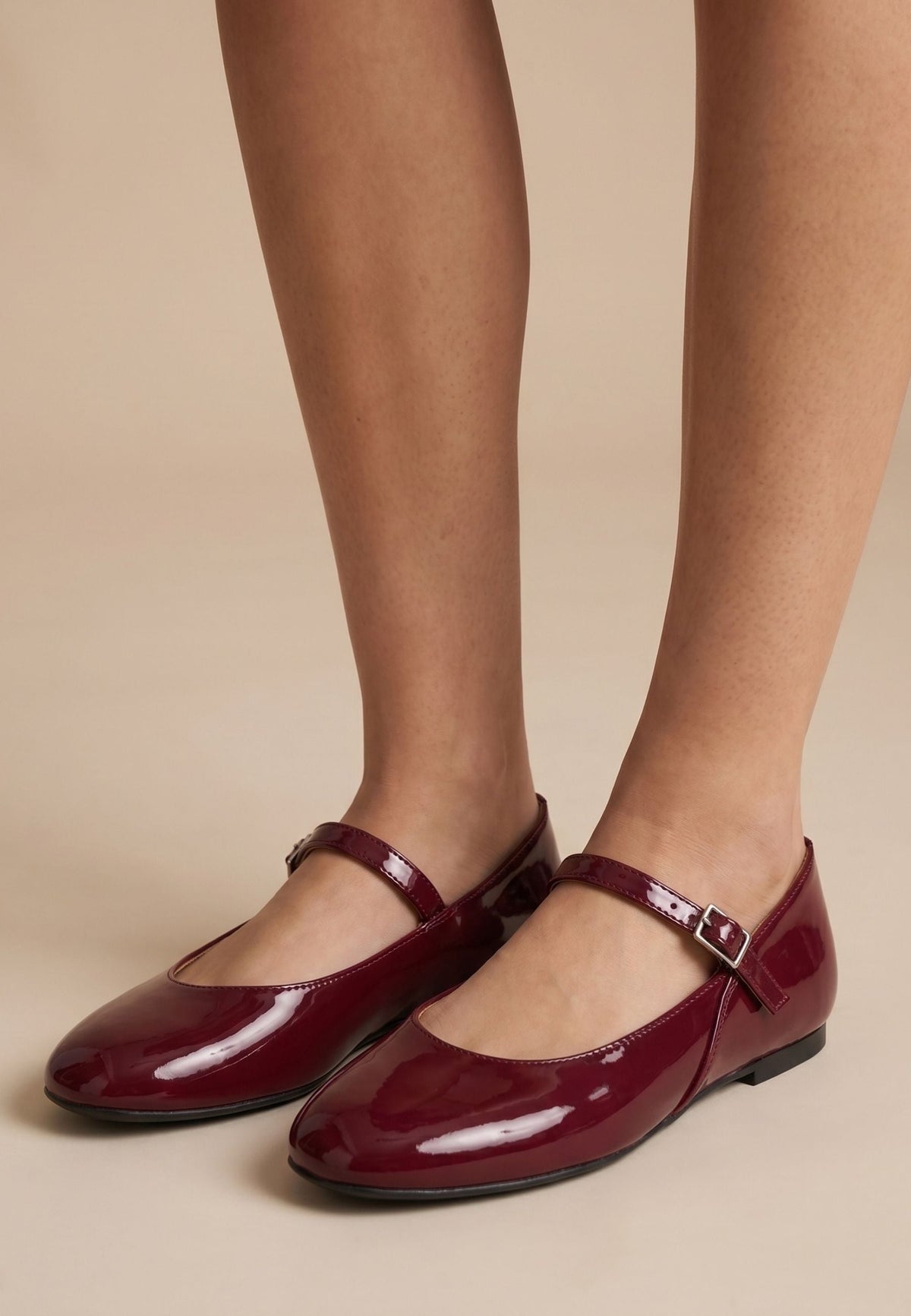 Patent Mary Jane Flats - Bordeaux