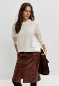 Cardigan em lã merino com fecho – Milky