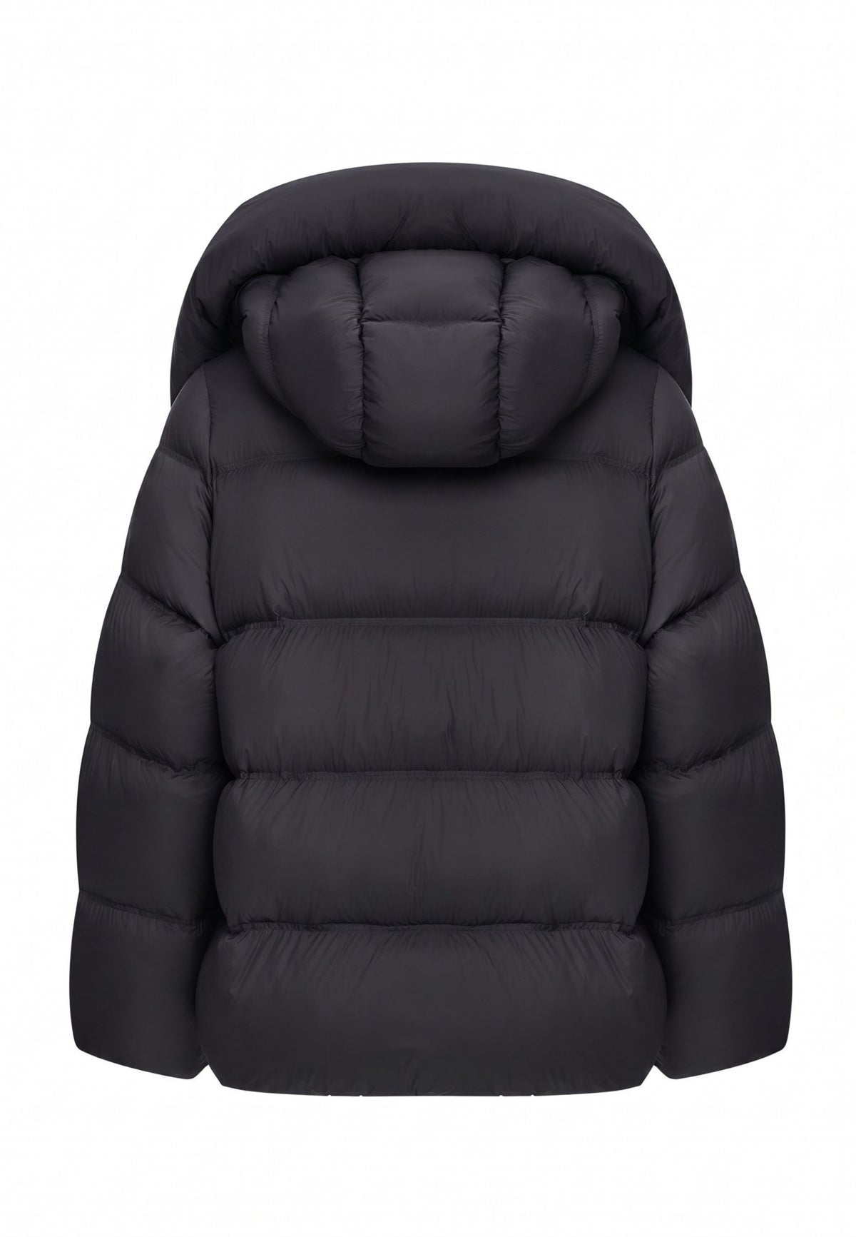 Cropped Hooded Down Puffer Jacket - Black