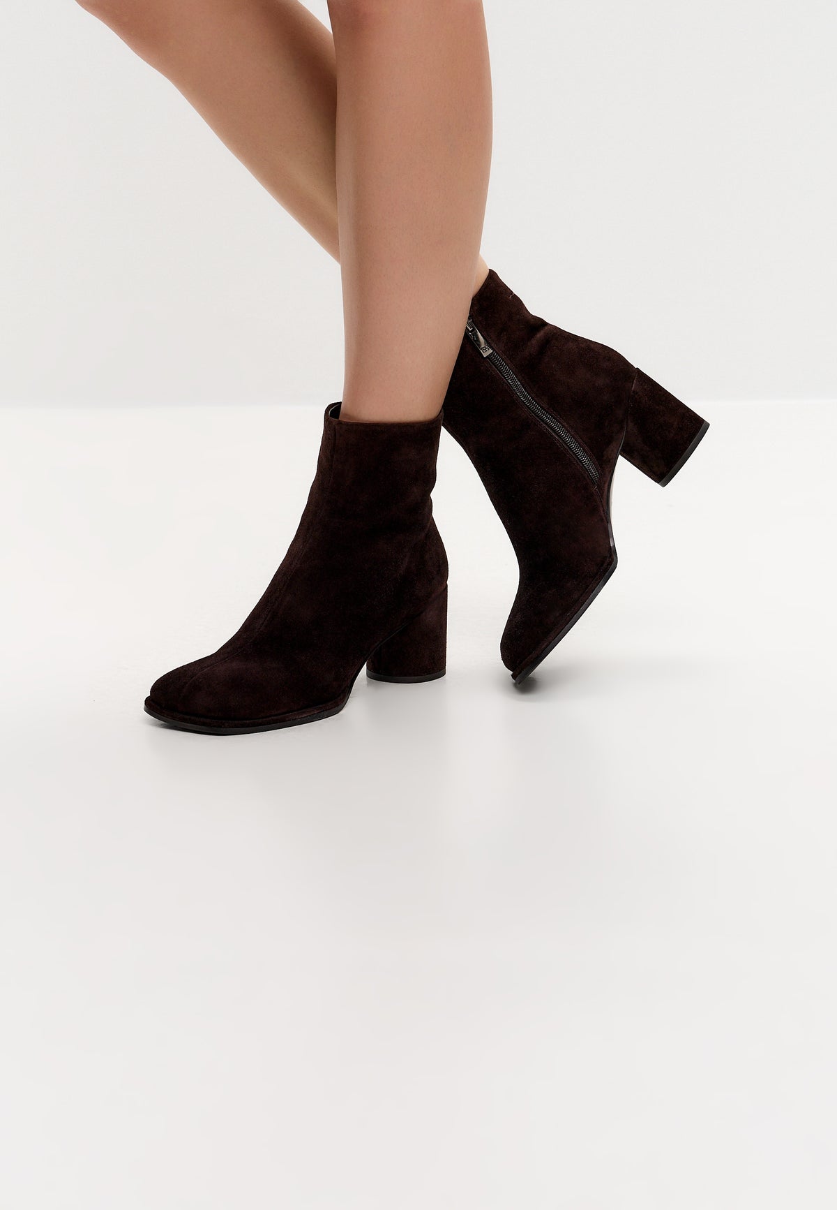 Botines de ante con plataforma – Marrón