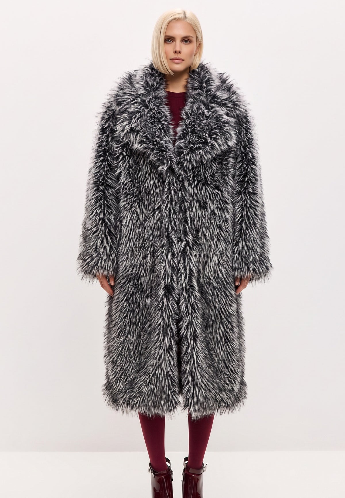 Cappotto in pelliccia sintetica Natalie – Nero
