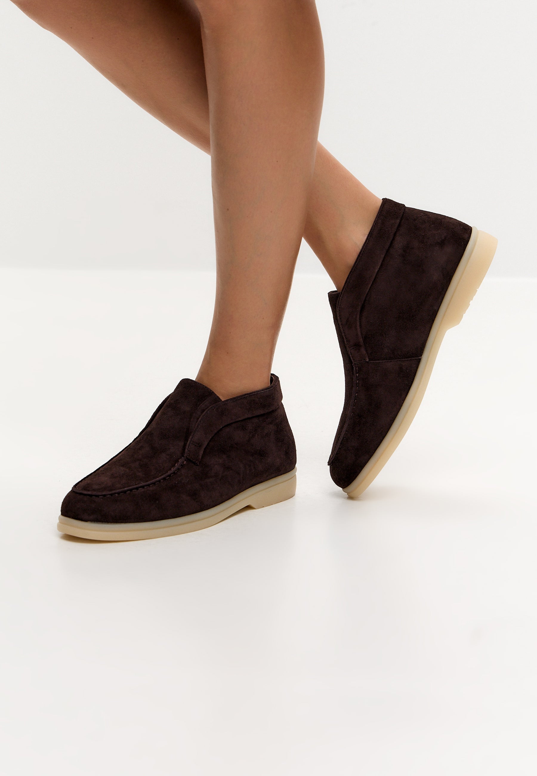 Wool Step High loafers i uld – Brun