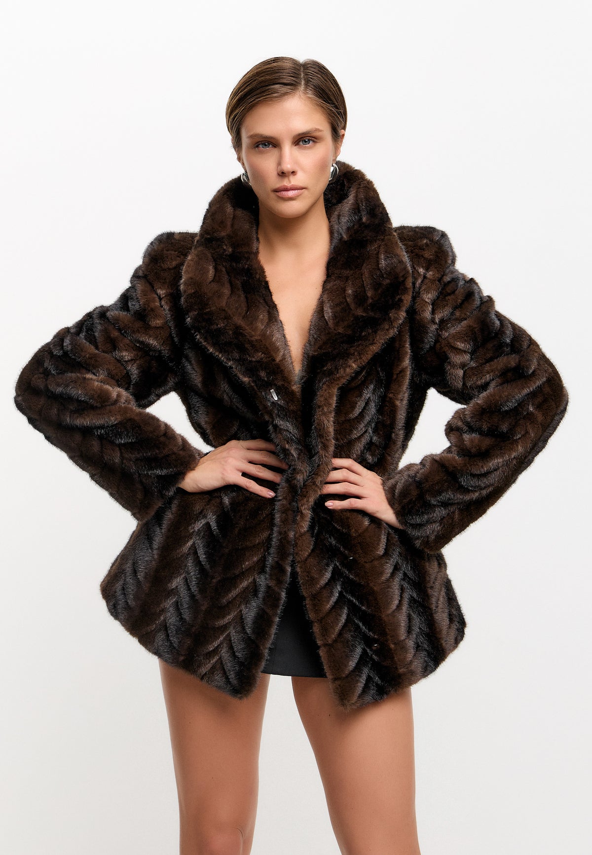 Jacke aus Kunstfell – Braun