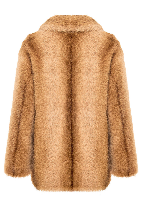 Golden Oversized Fox Faux Fur Jacket