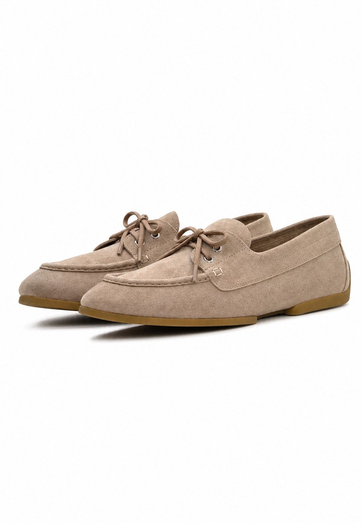 Snörade loafers i mocka – Beige