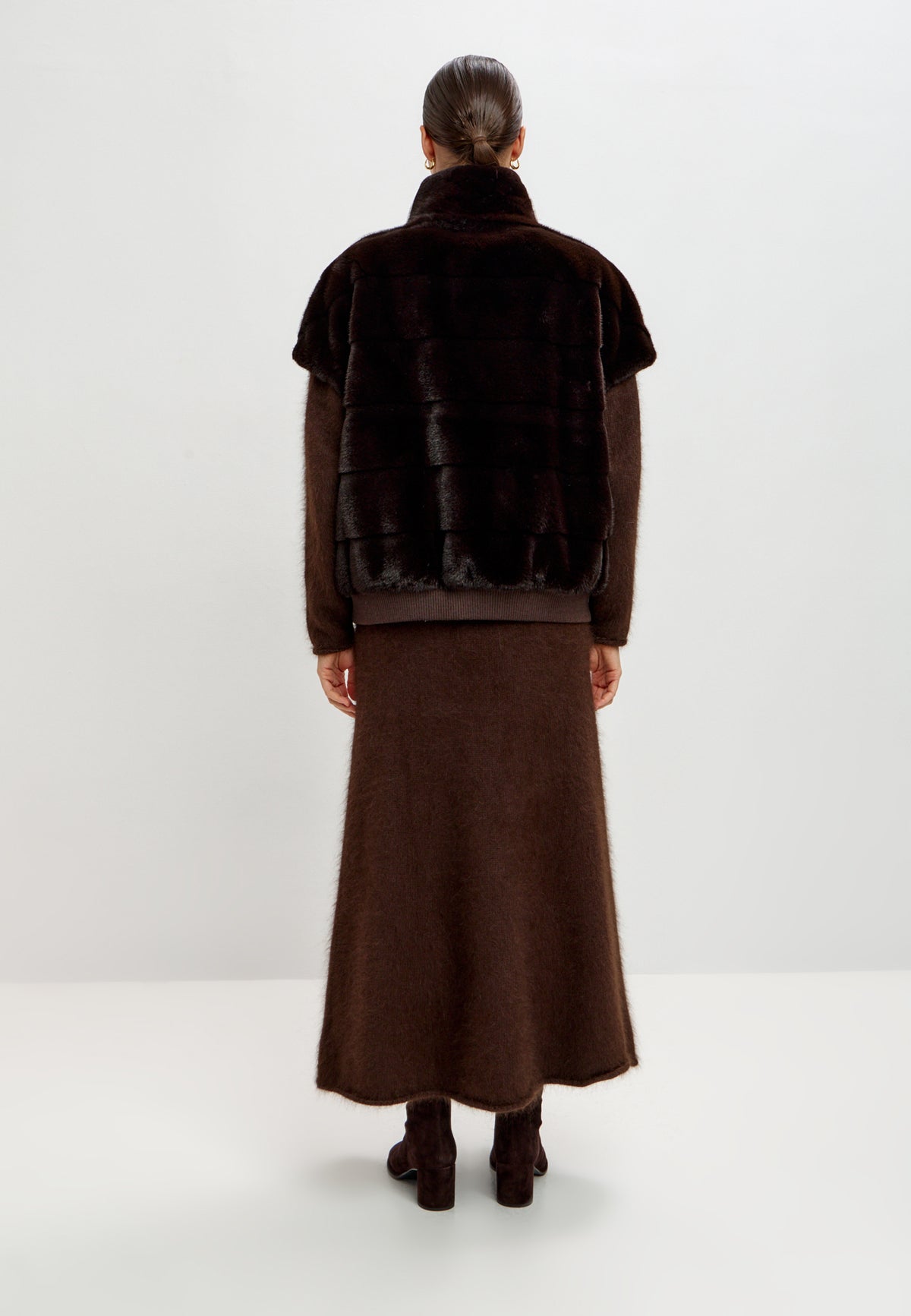 Faux Fur Zip-Up Vest - Chocolate