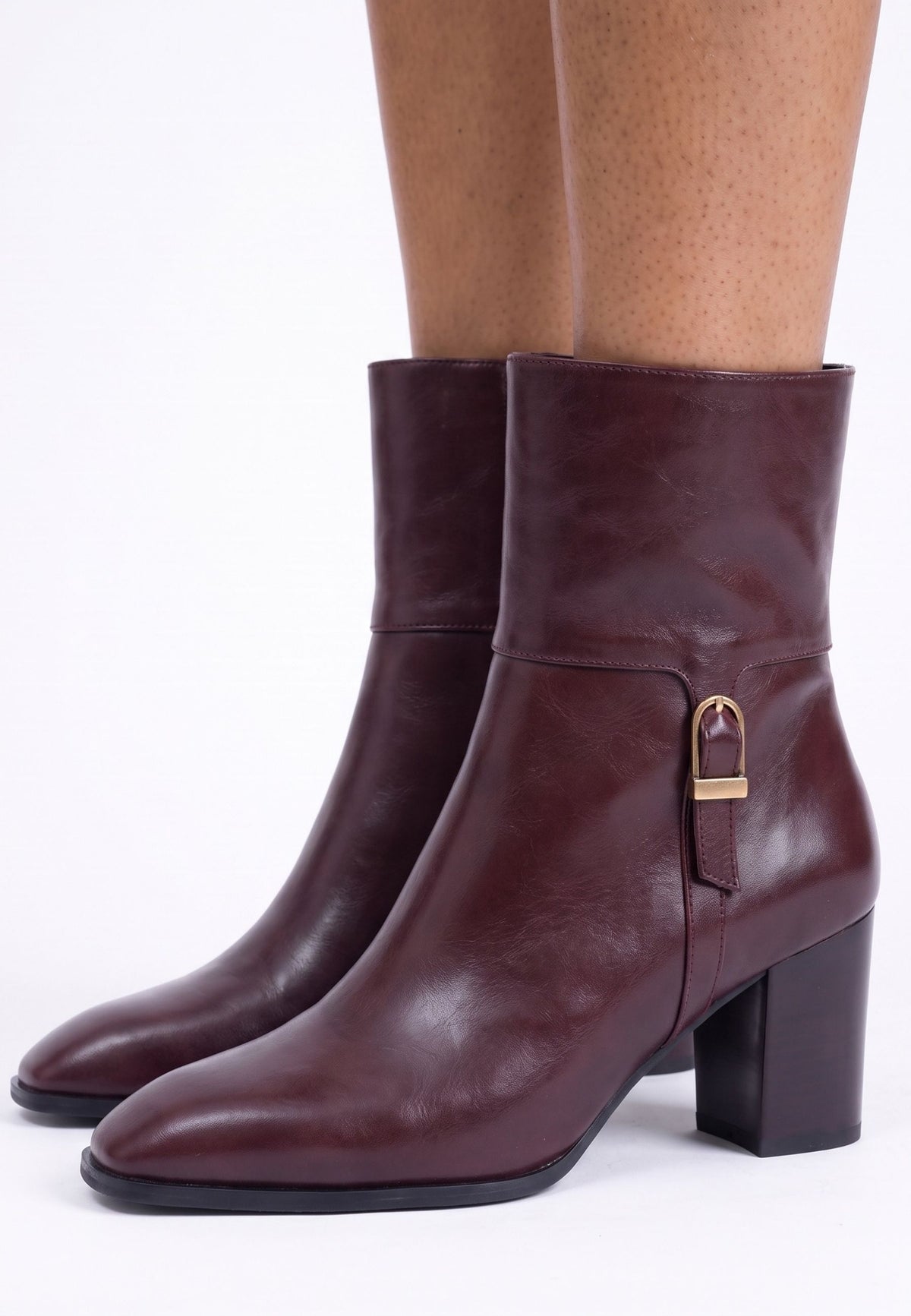 Chic enkellaarsjes met blokhak – Bordeaux