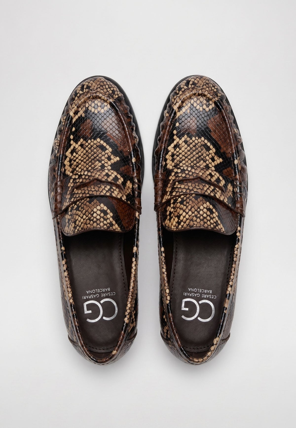 Penny Python Loafers – Brown