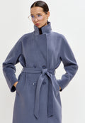 Belted Double-Breasted Coat - Light Blue