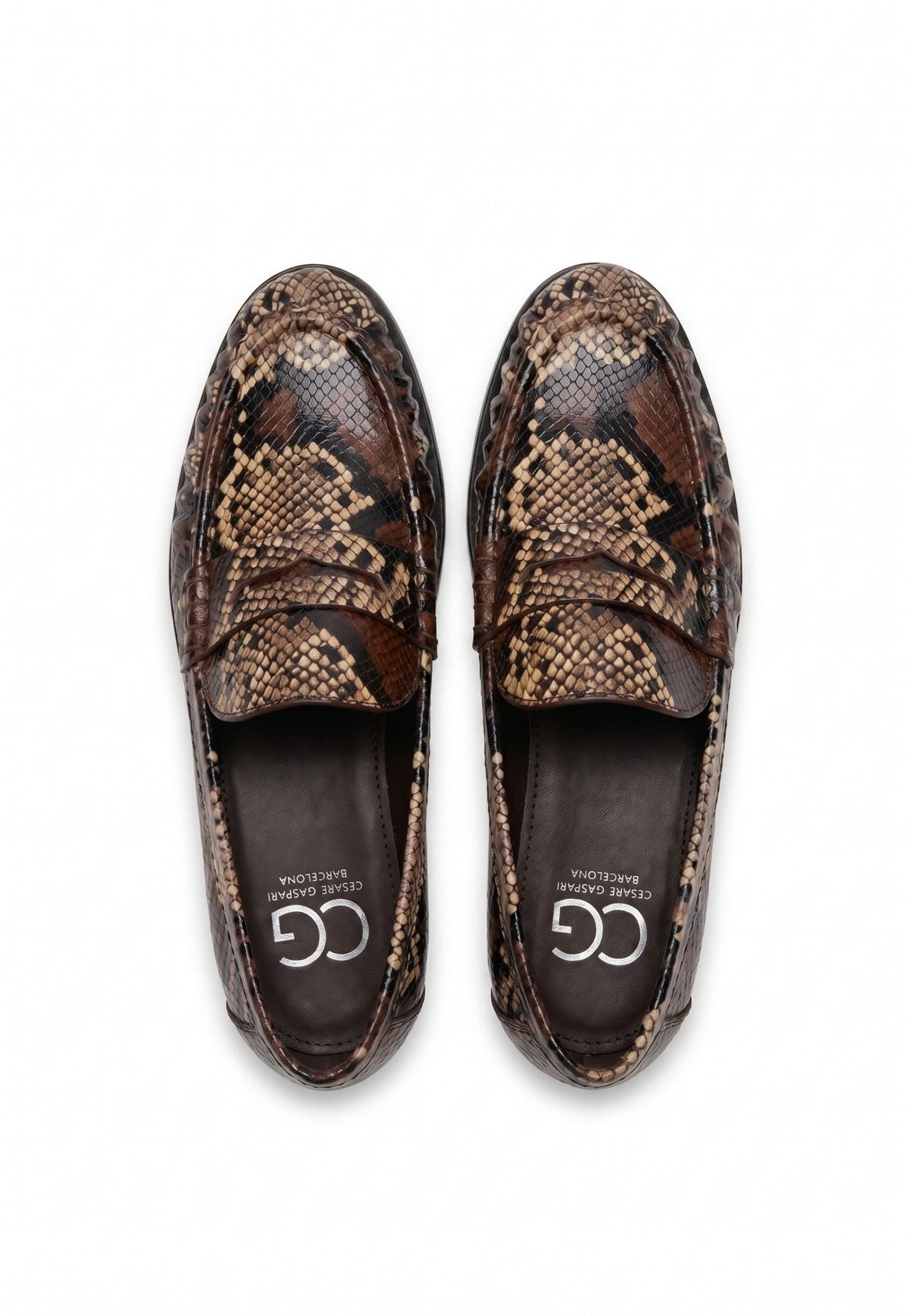 Penny Python Loafers – Brown