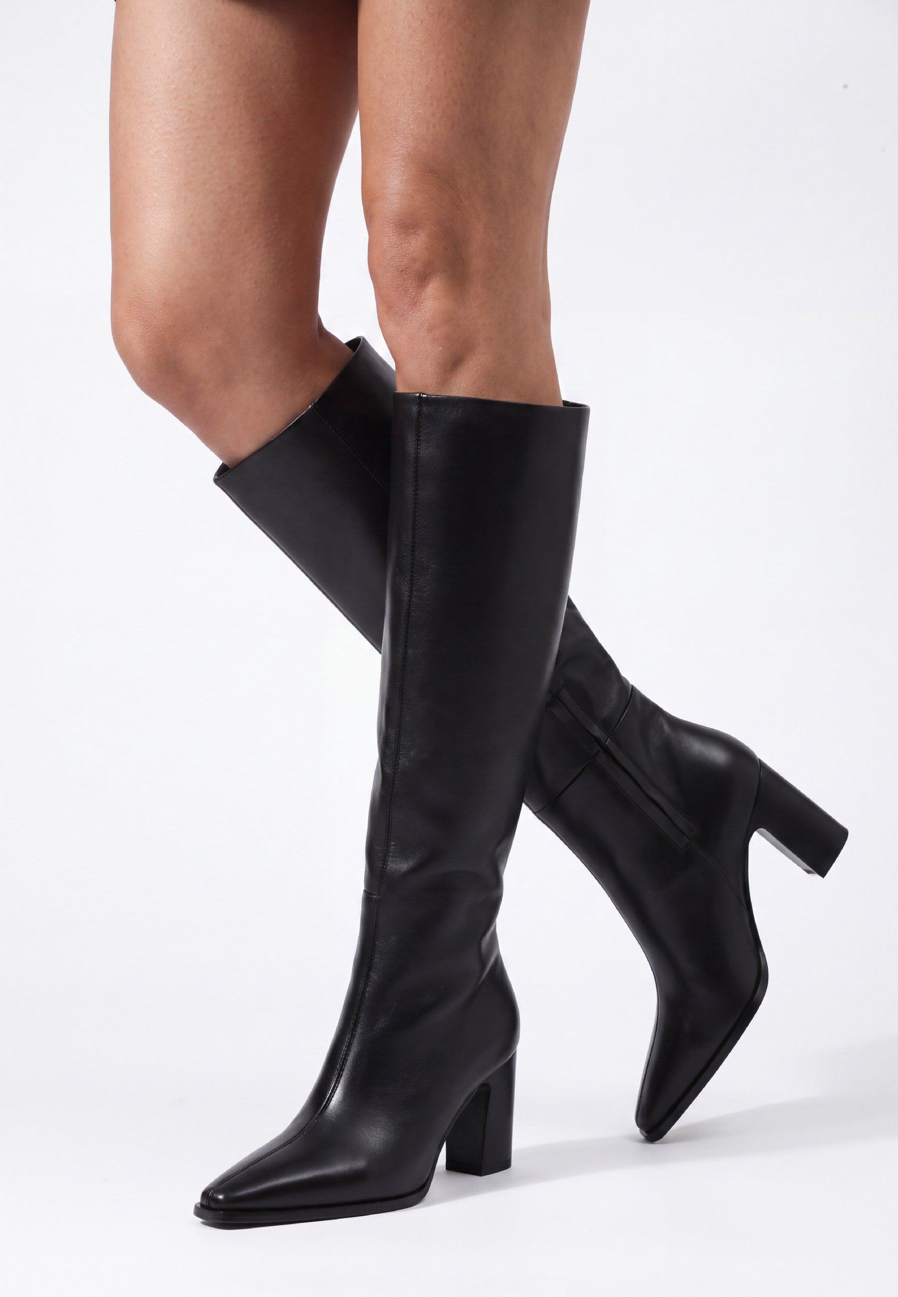 Overknee laarzen met blokhak – Zwart