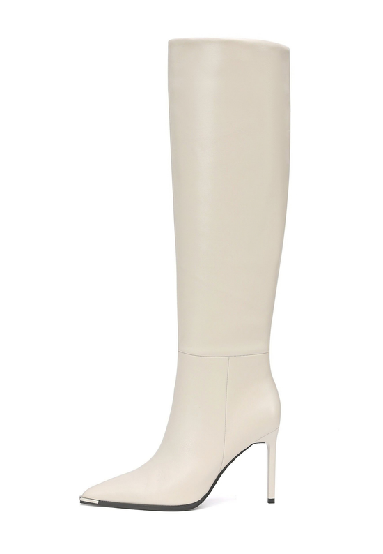 Botas altas Skyline de tacón stiletto – Blanco