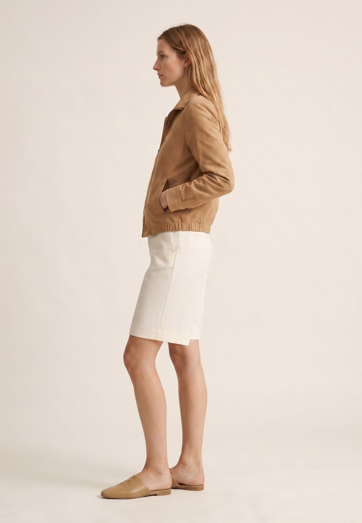 Minimalist Leather Mules - Beige