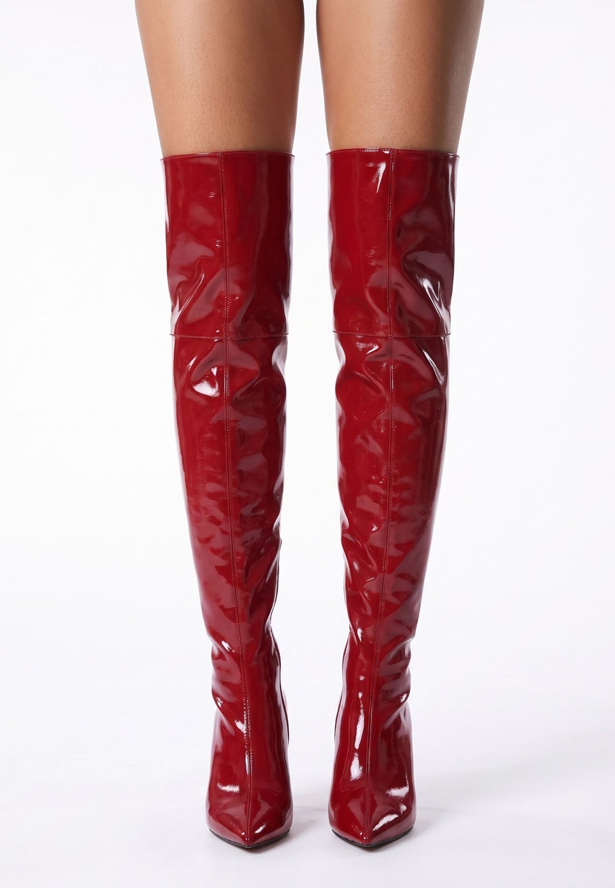 Botas altas de tacón stiletto Sleek – Rojo