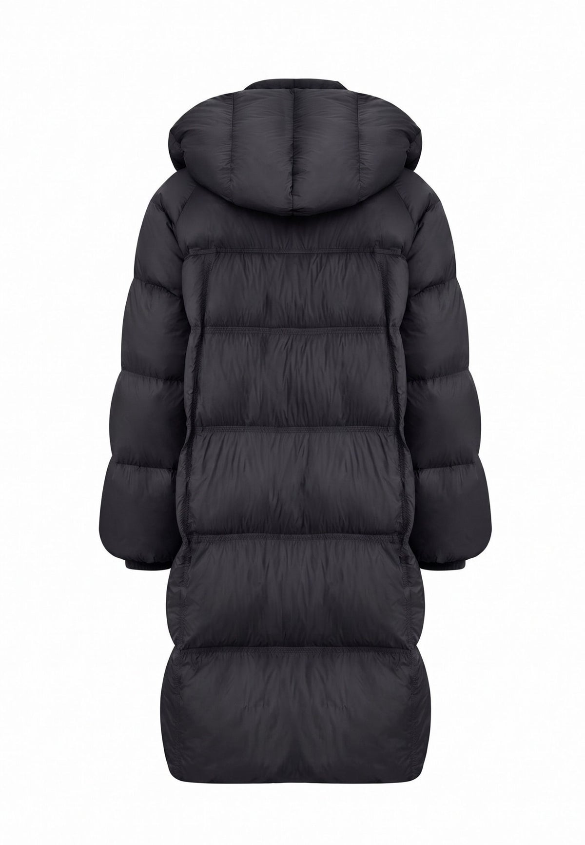 Long Quilted Down Puffer Coat - Black