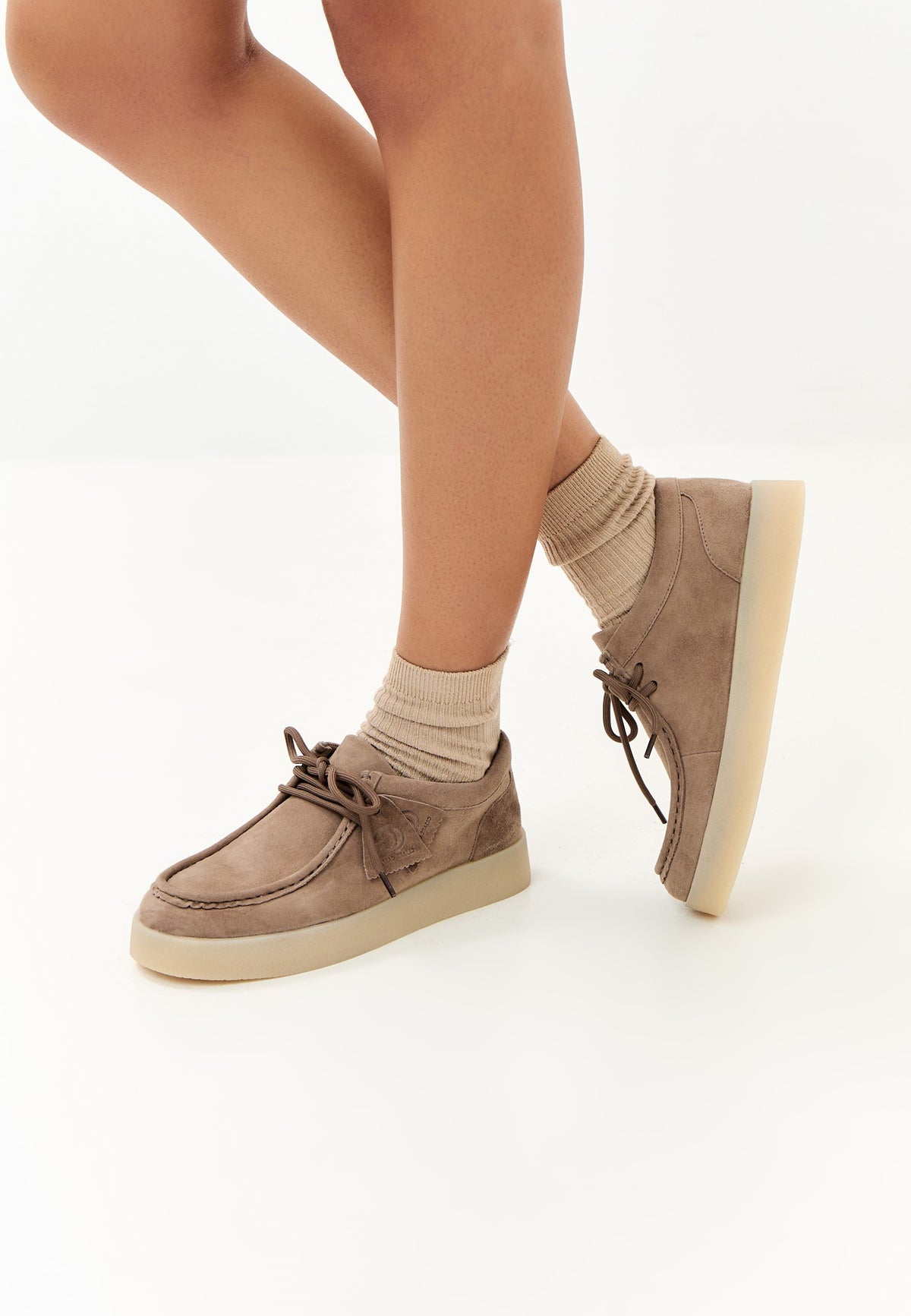 Mocasines con plataforma y cordones – Beige