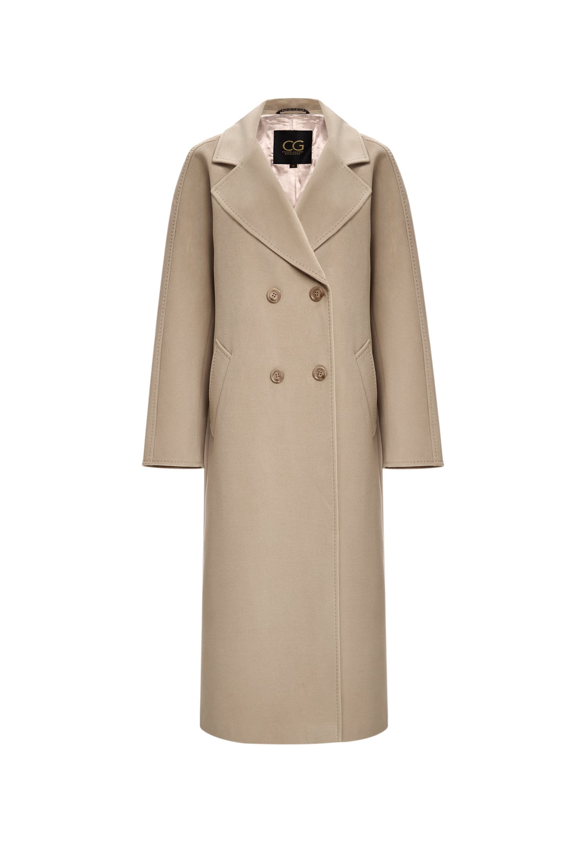 Belted Double-Breasted Coat - Milky