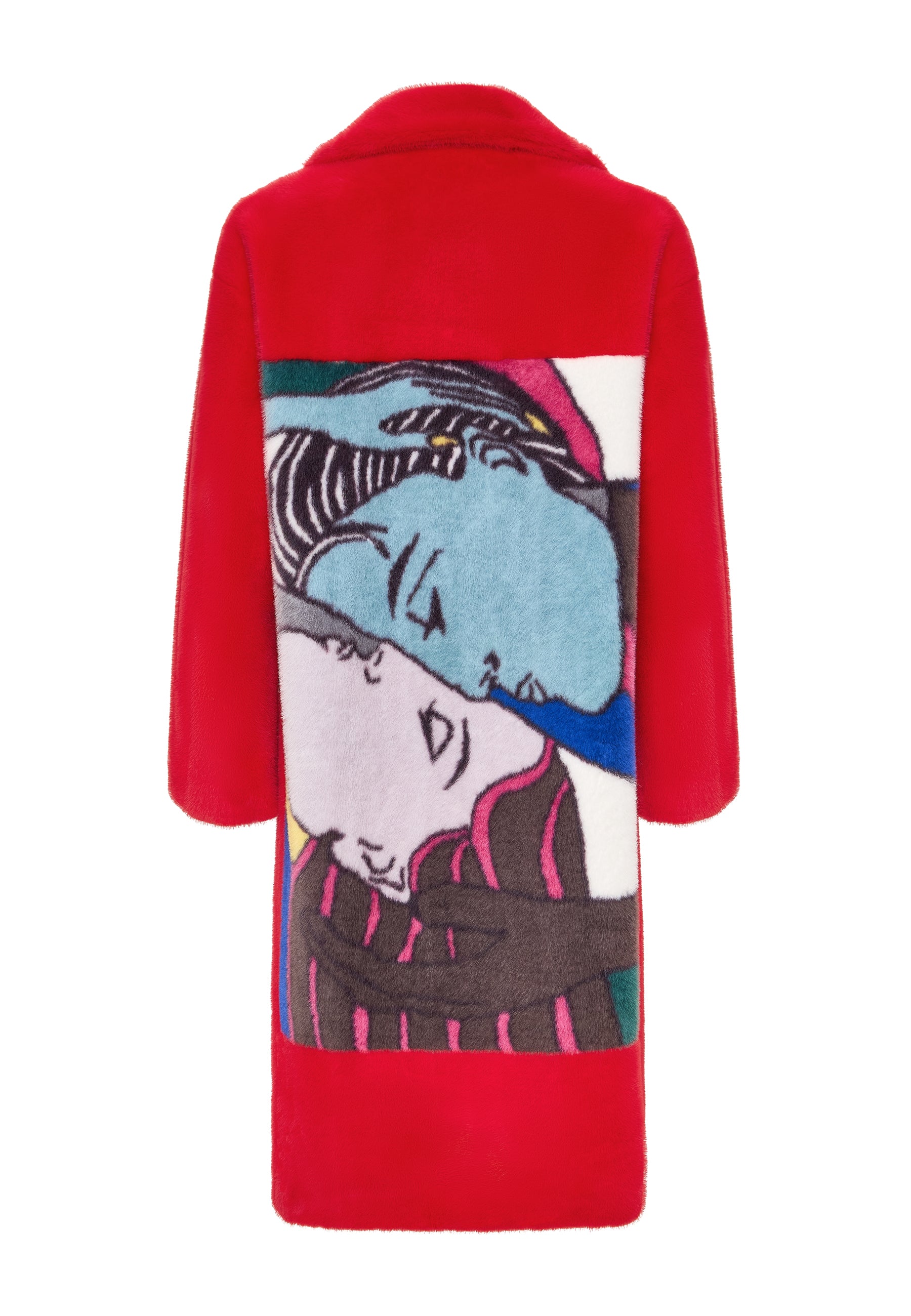 Deluxe Long Back Print Coat Lovers - Red