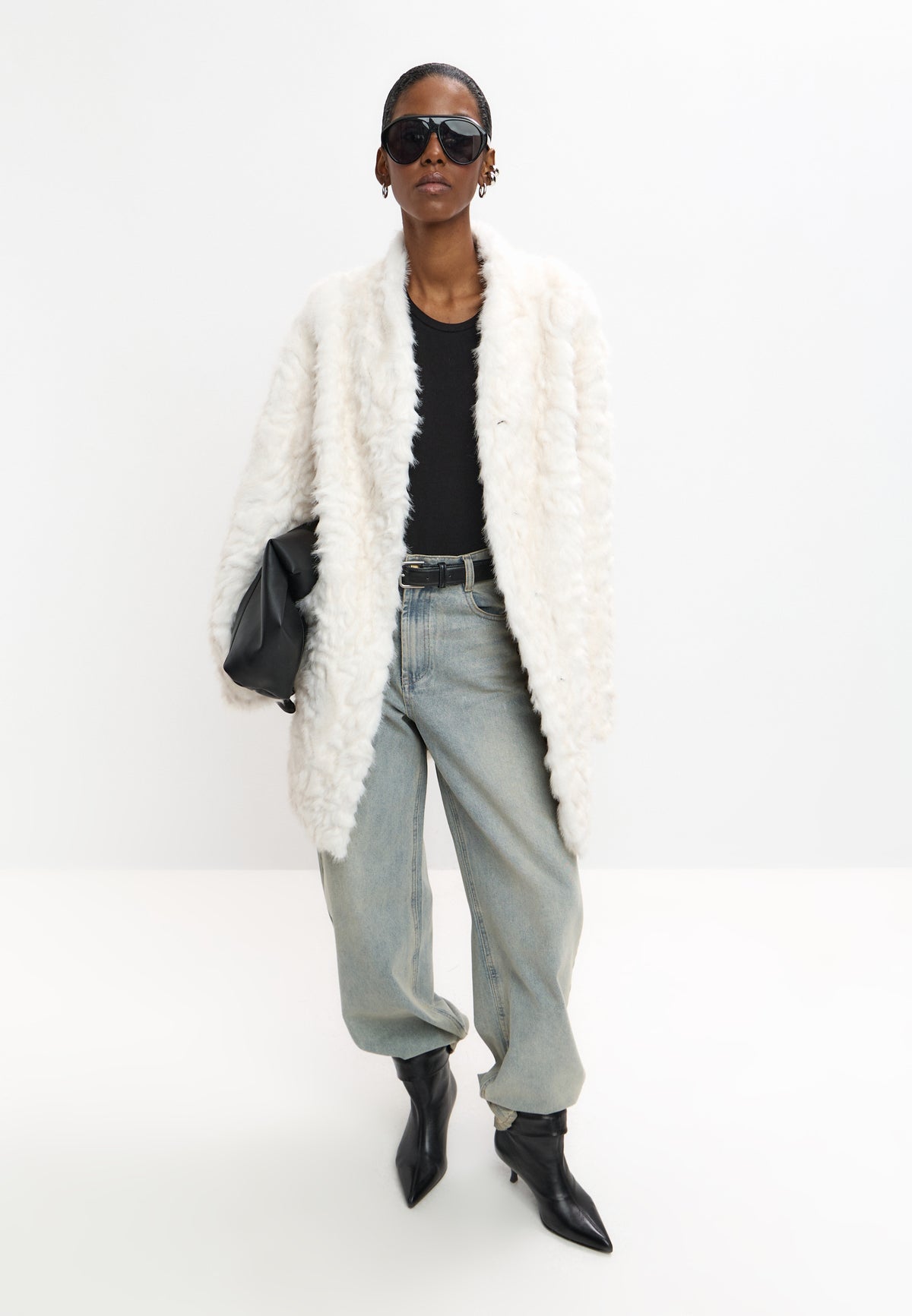 Manteau oversize en fausse fourrure laiteuse