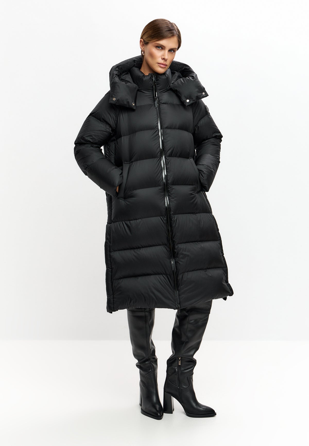 Long Oversized Hooded Down Puffer Coat