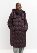 Manteau long matelassé à capuche – Violet