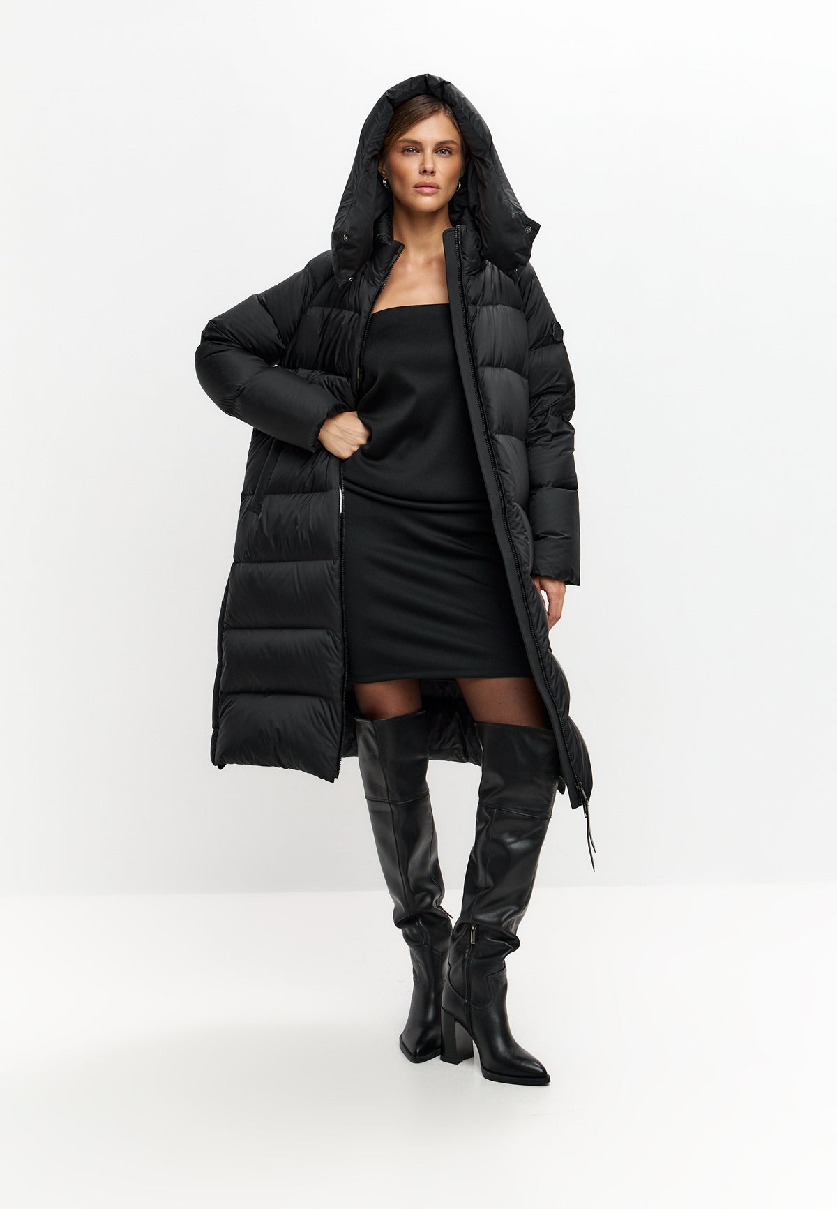 Long Oversized Hooded Down Puffer Coat