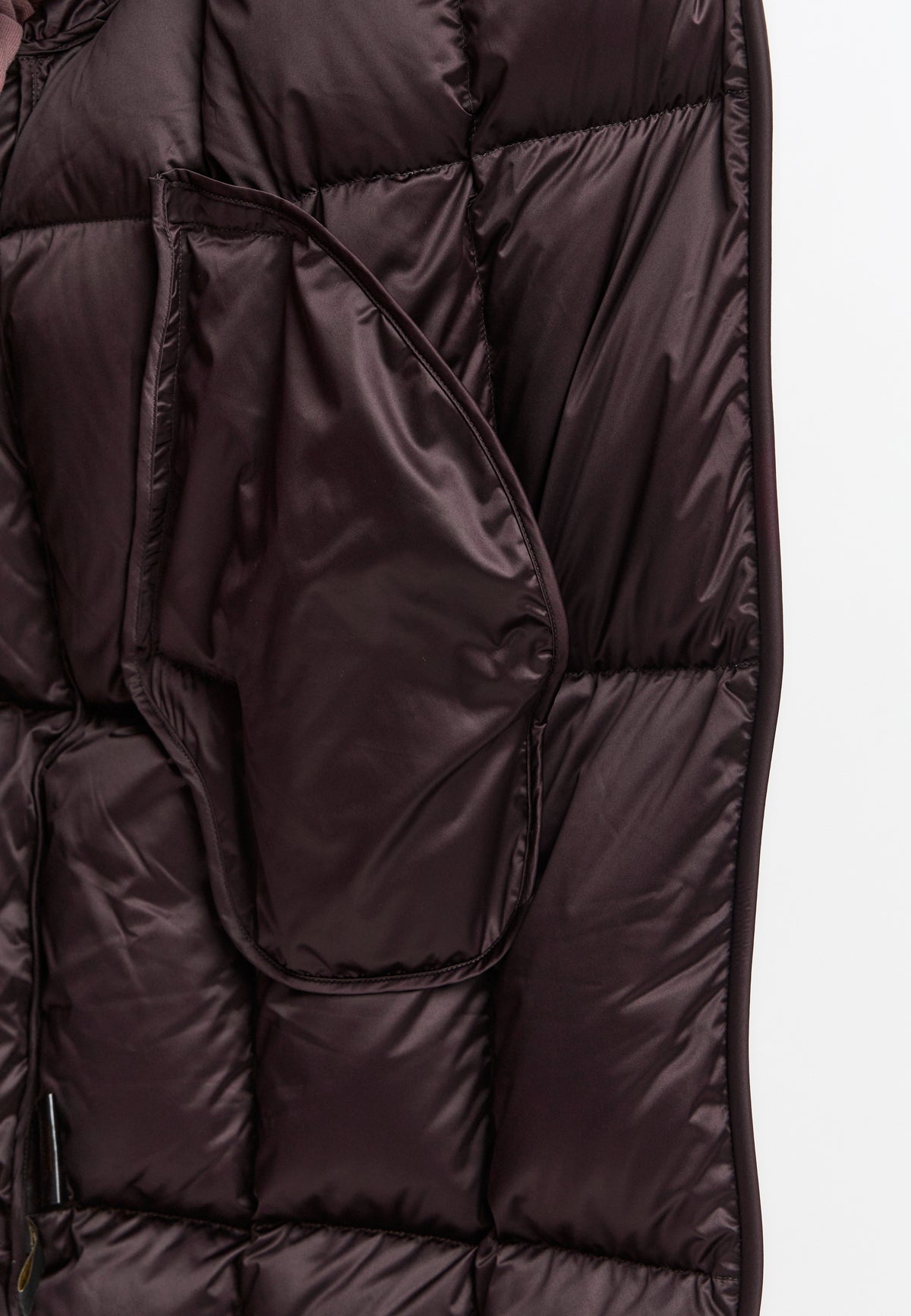 Lange oversized gewatteerde jas met capuchon – Donkerpaars