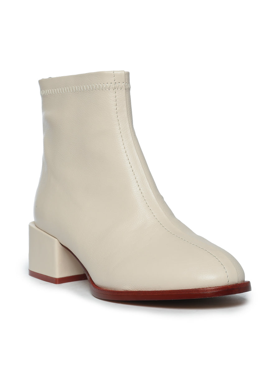 Botines de piel con cremallera trasera - Blanco