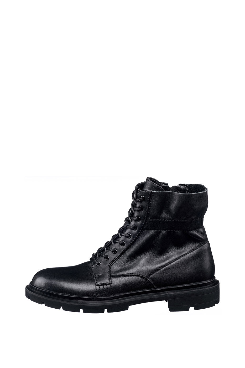 Classic Leather Combat Boots - Black