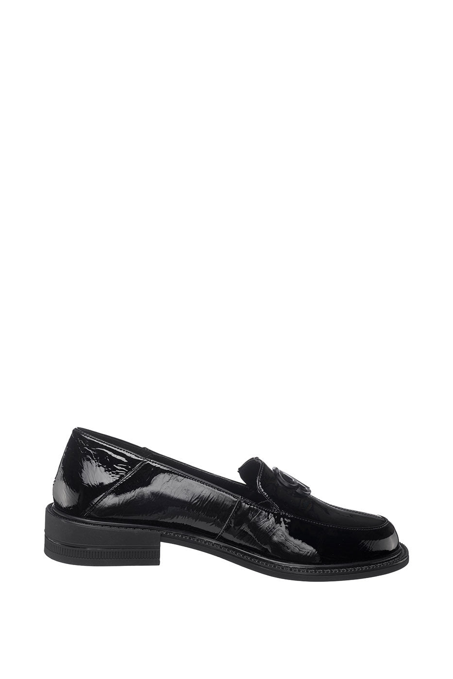 Patent Leather Loafers with Buckle Detail