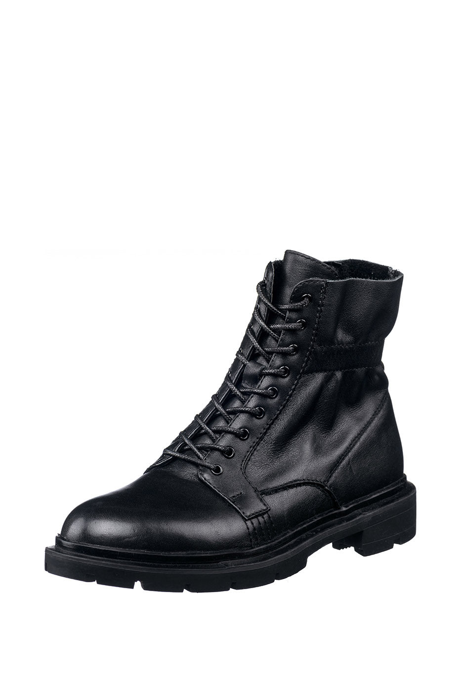 Classic Leather Combat Boots - Black