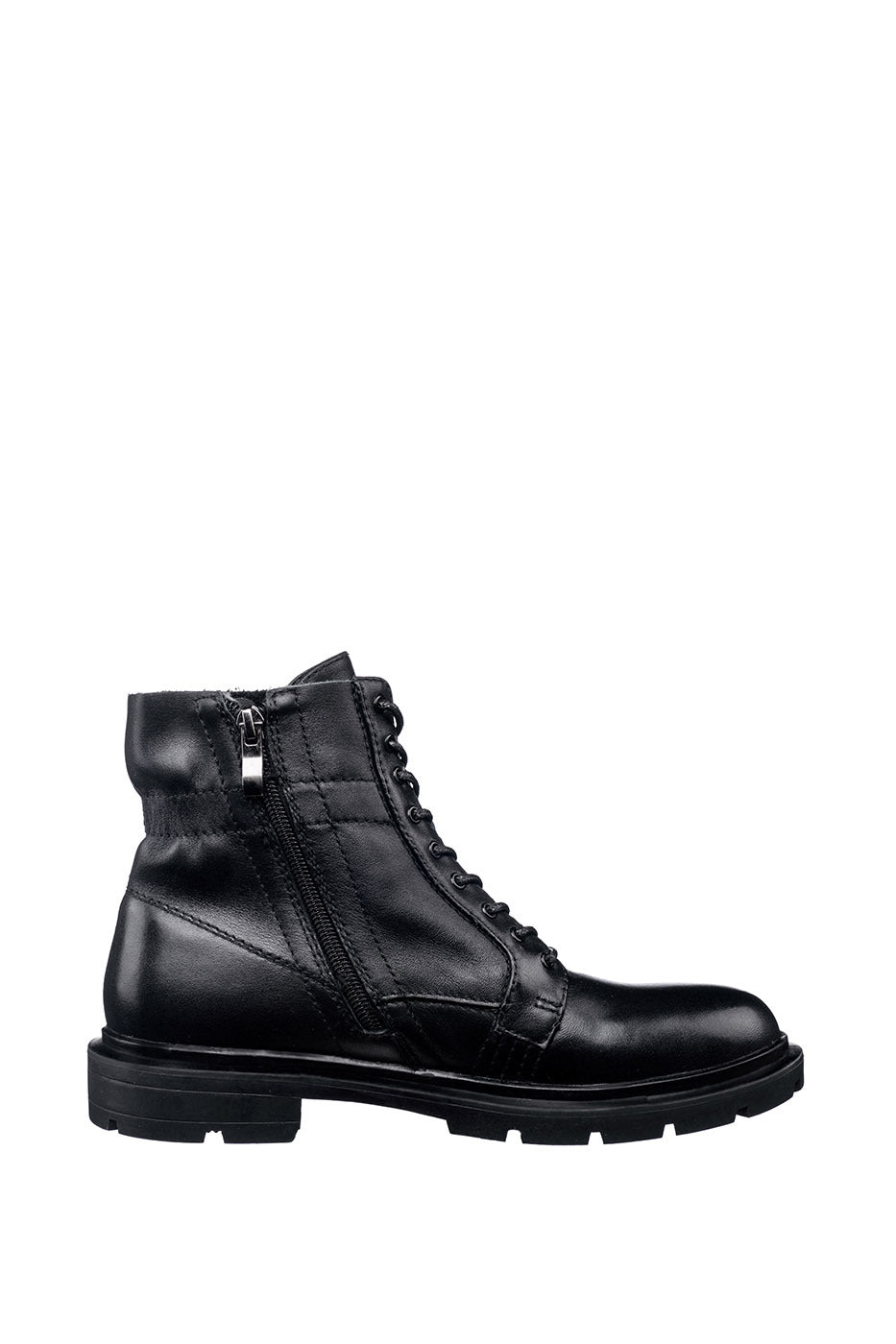 Classic Leather Combat Boots - Black