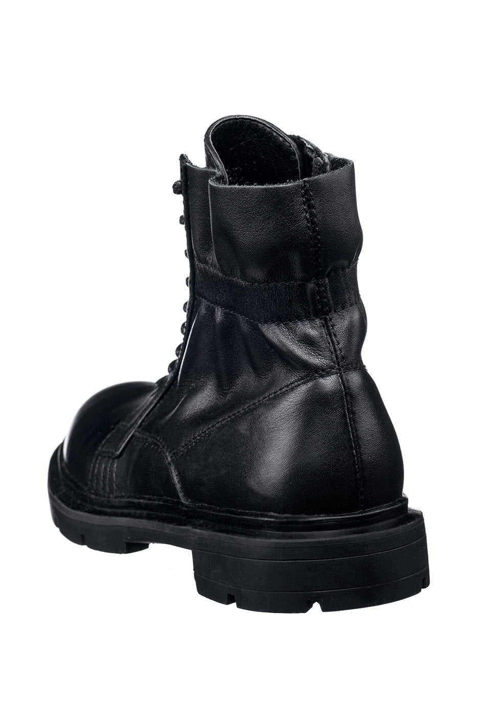 Classic Leather Combat Boots - Black