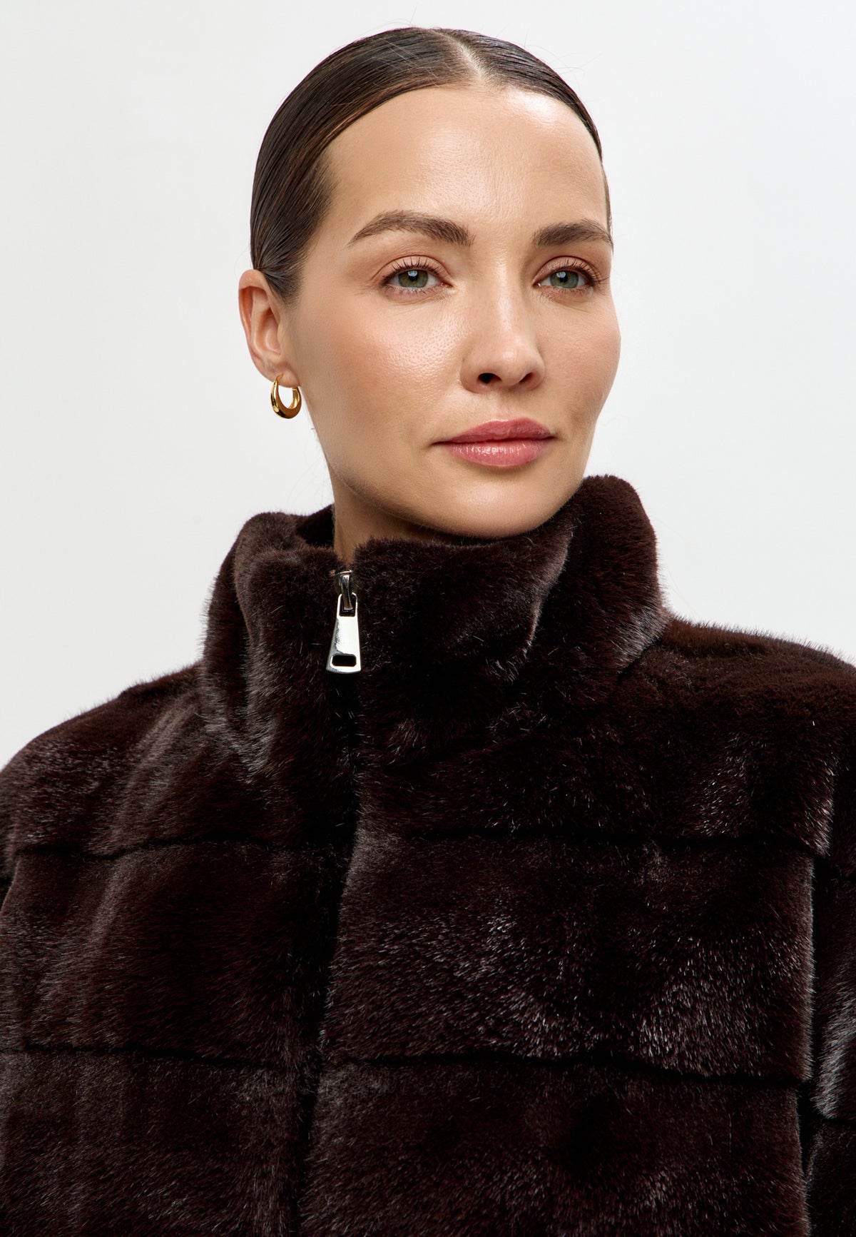 Faux Fur Zip-Up Vest - Chocolate