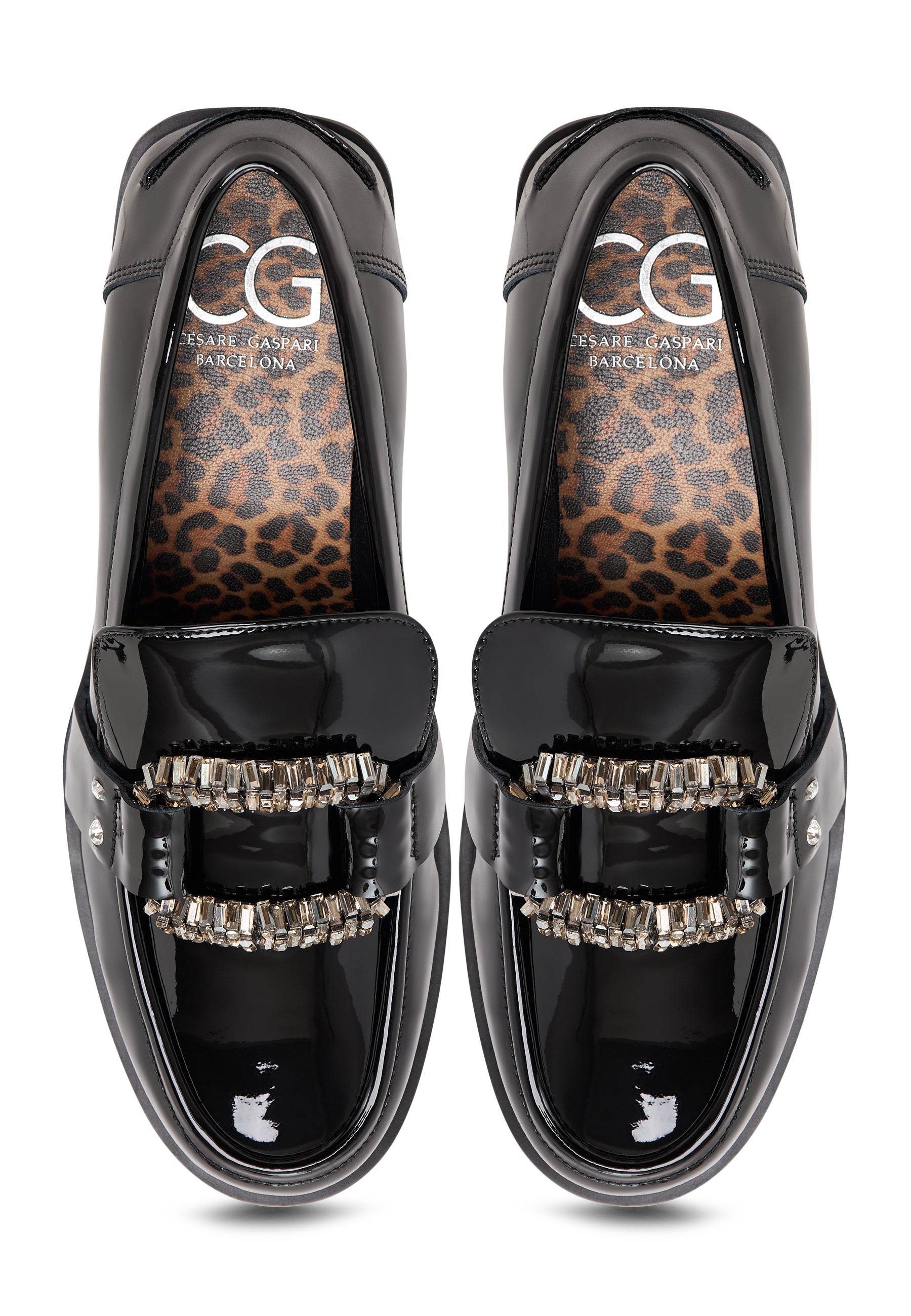 Loafers with Crystal Embellishment Bagheera - Patent Black