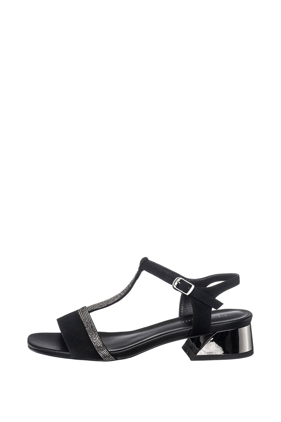 Embellished T-Bar Leather Sandals – Black