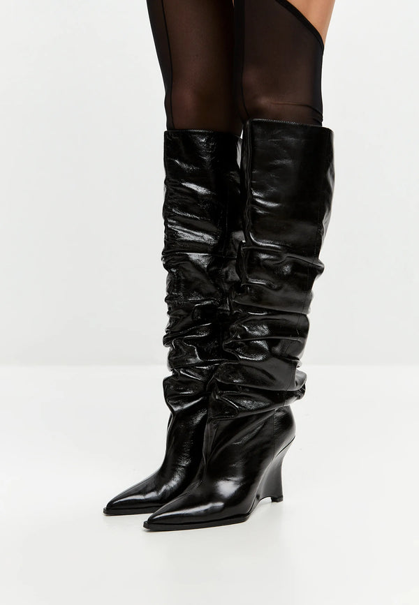 Leather Slouch Boots