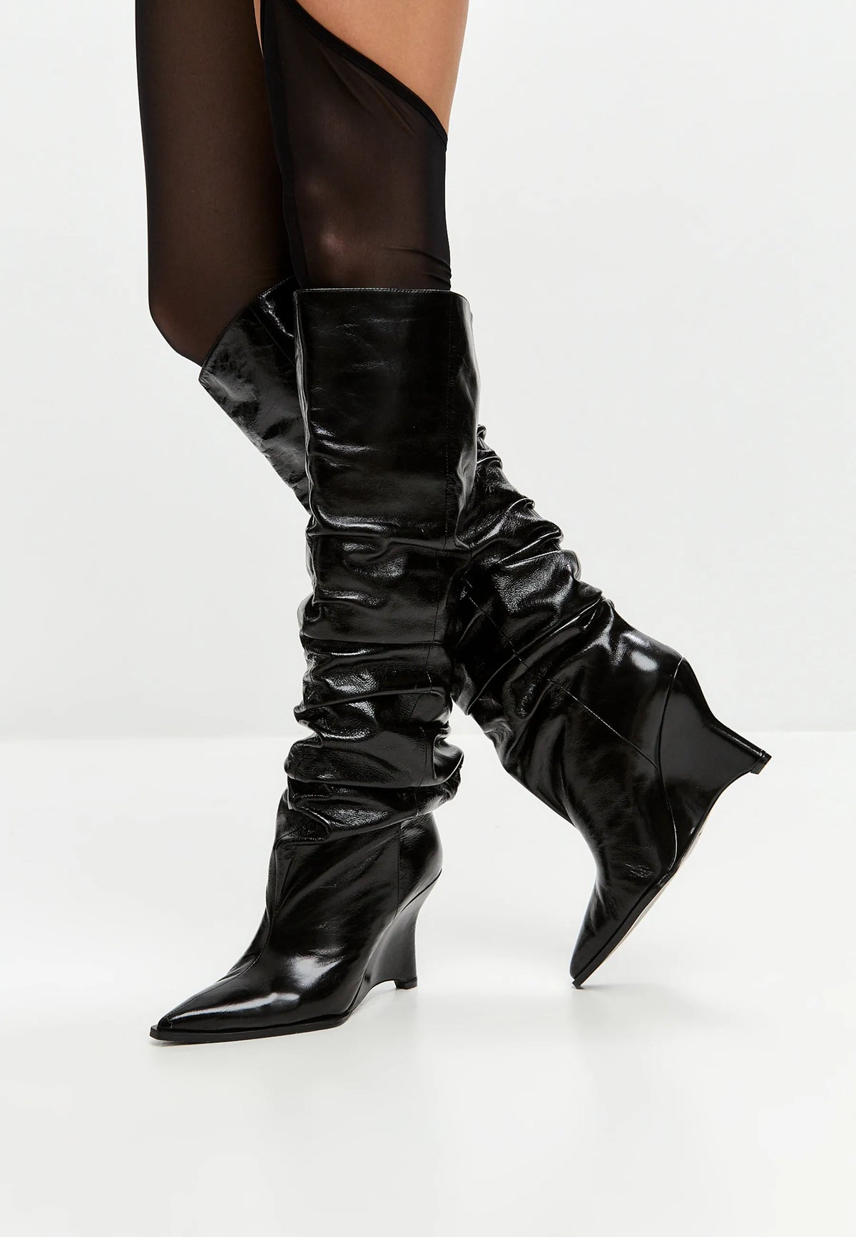 Leather Slouch Boots