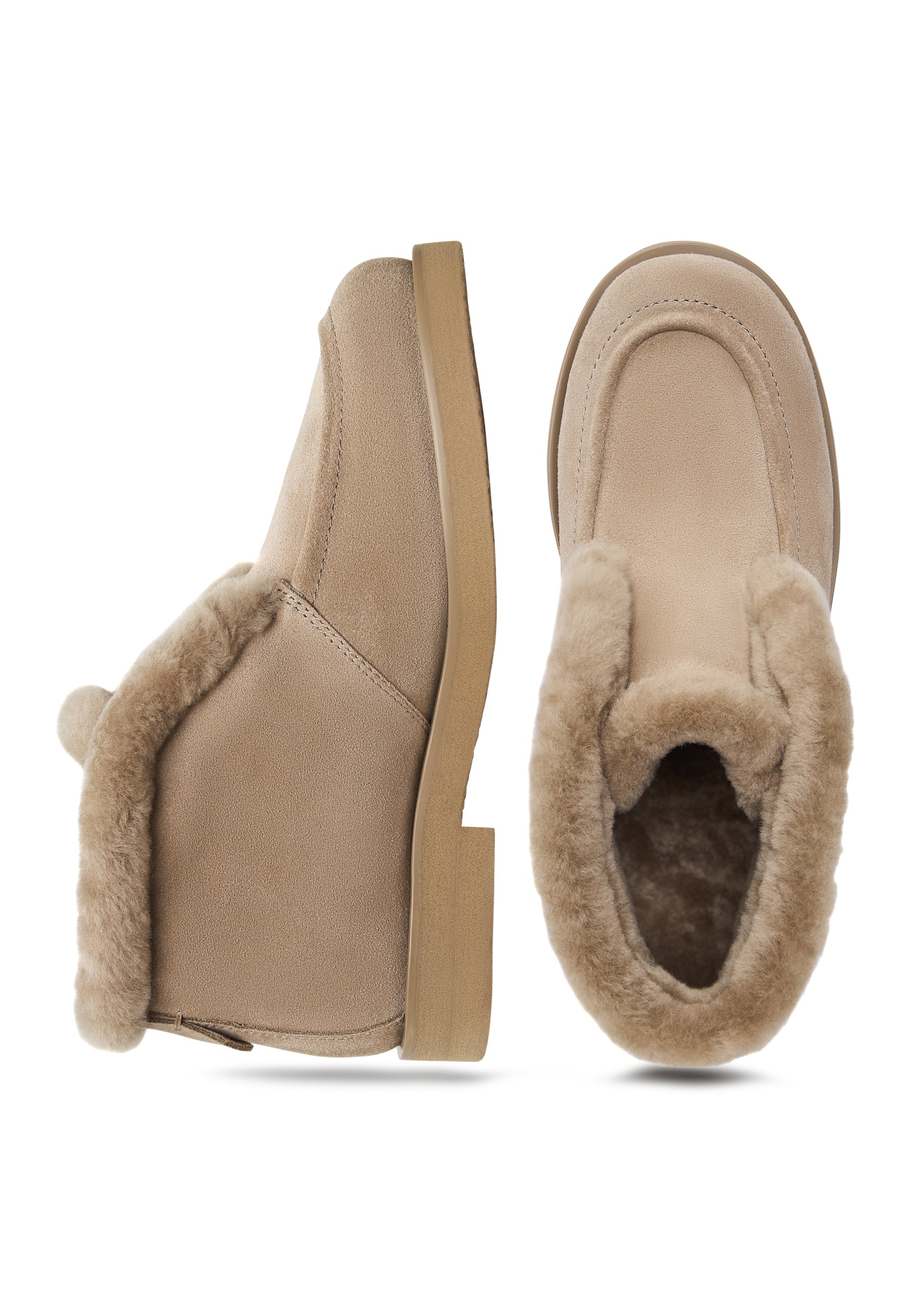 Cozy Suede Fur-Lined Boots Gerda - Beige