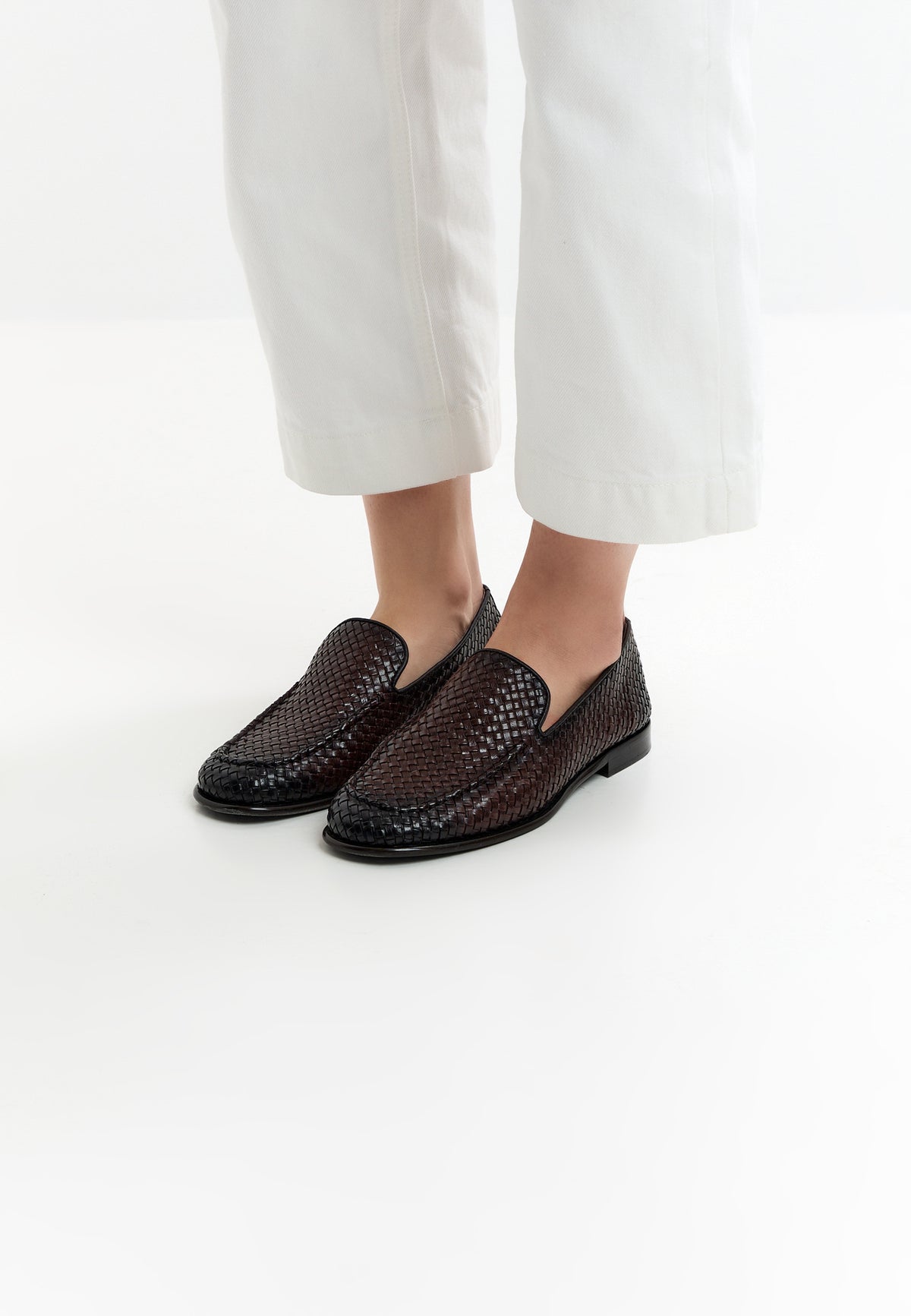 Woven Slip-On Loafers – Brown