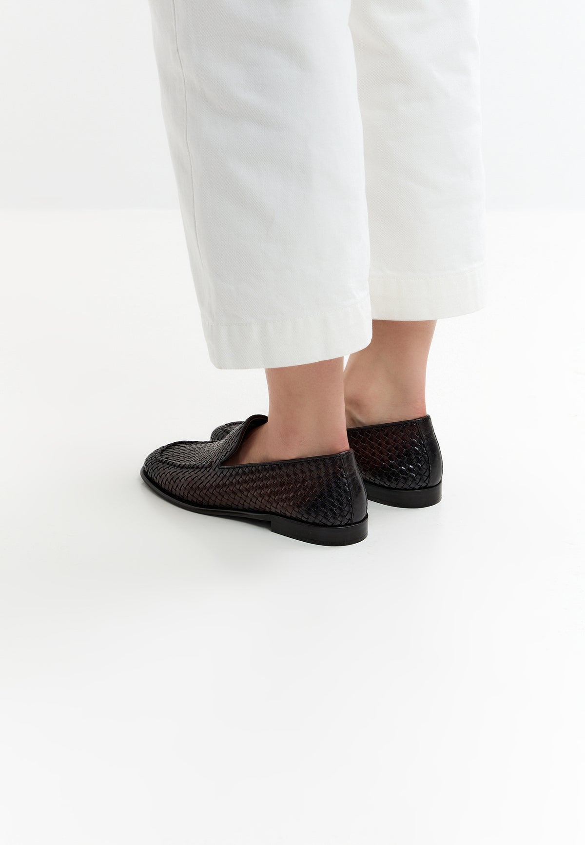 Woven Slip-On Loafers – Brown