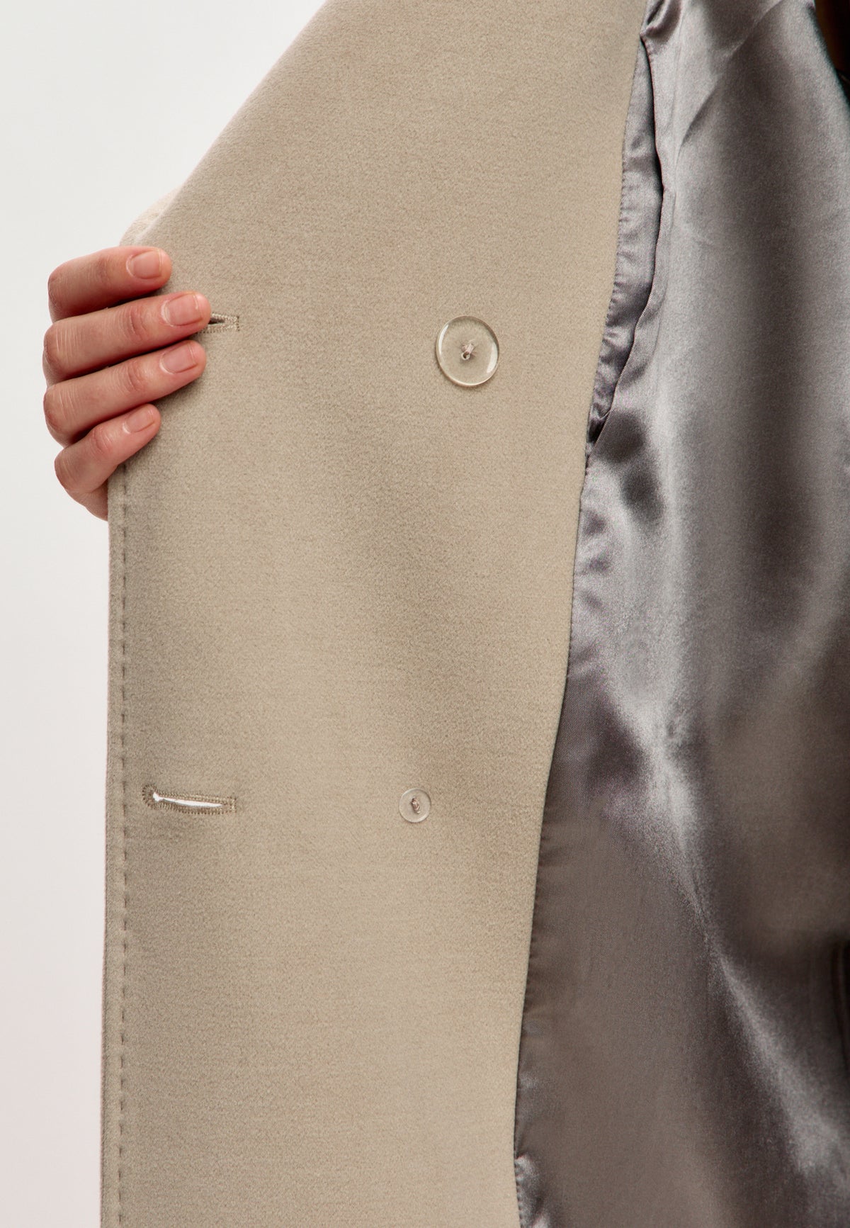 Belted Double-Breasted Coat - Milky