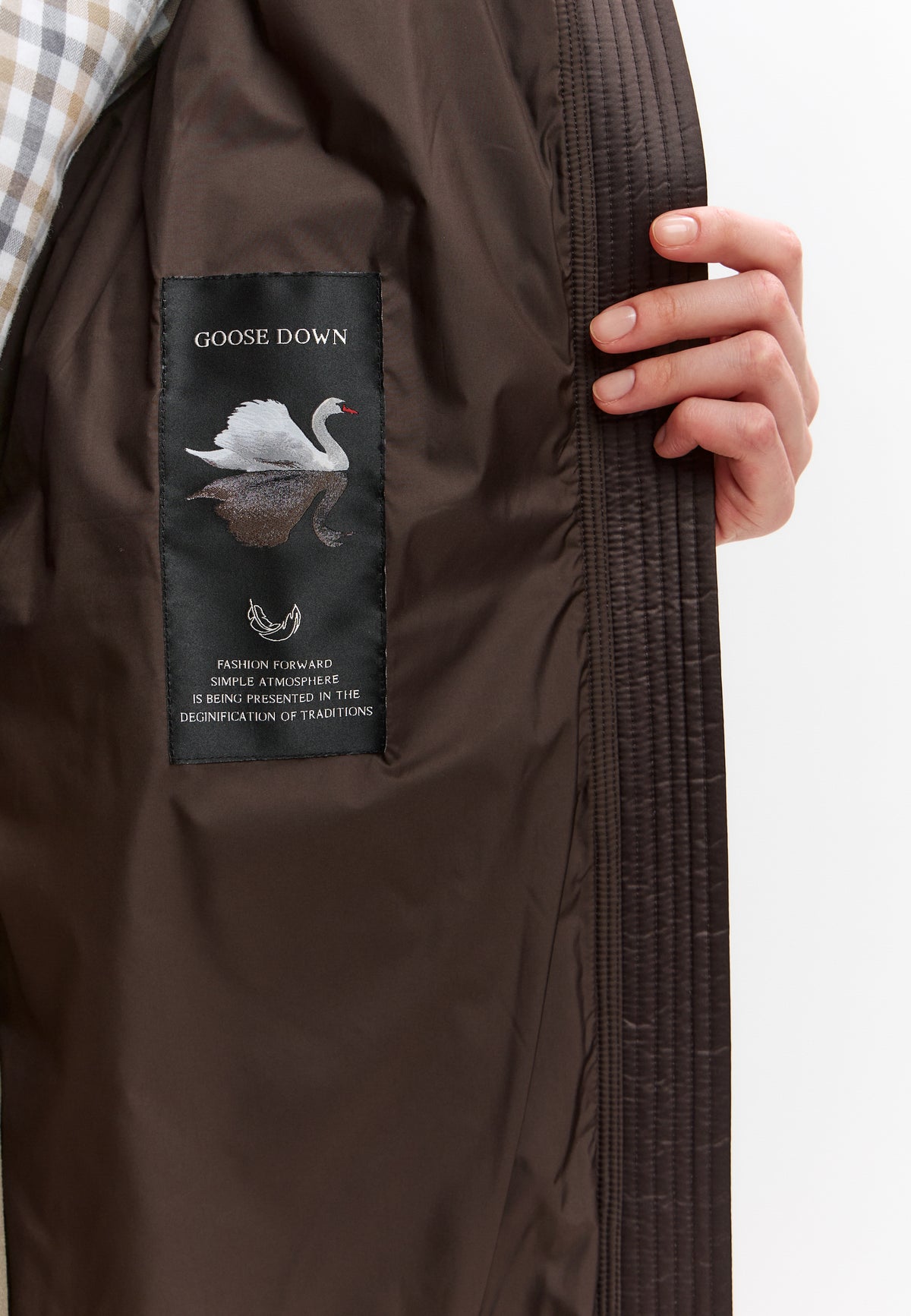 Hooded Mid-Length Down Puffer Coat - Brown